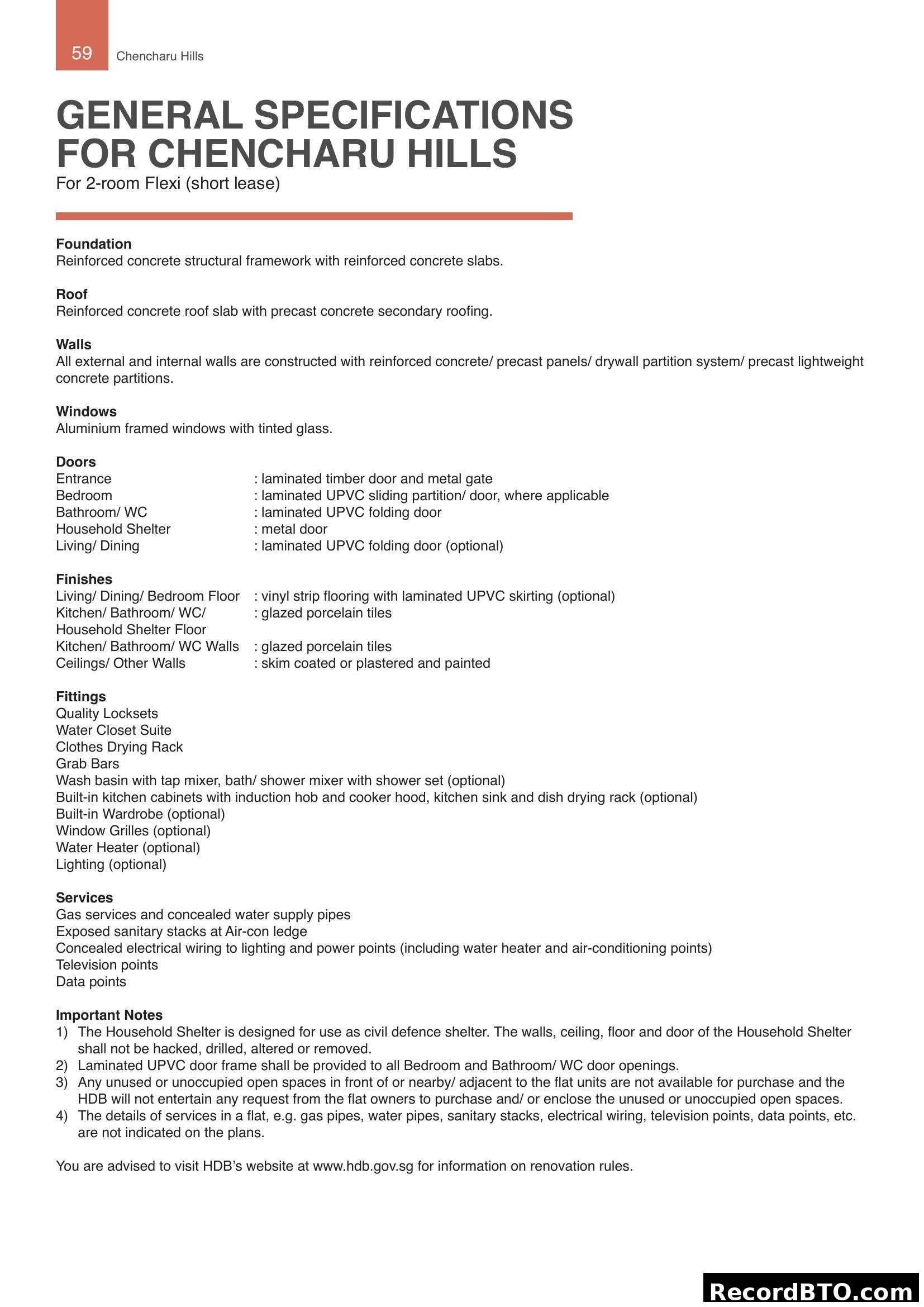 General Specifications for Chencharu Hills