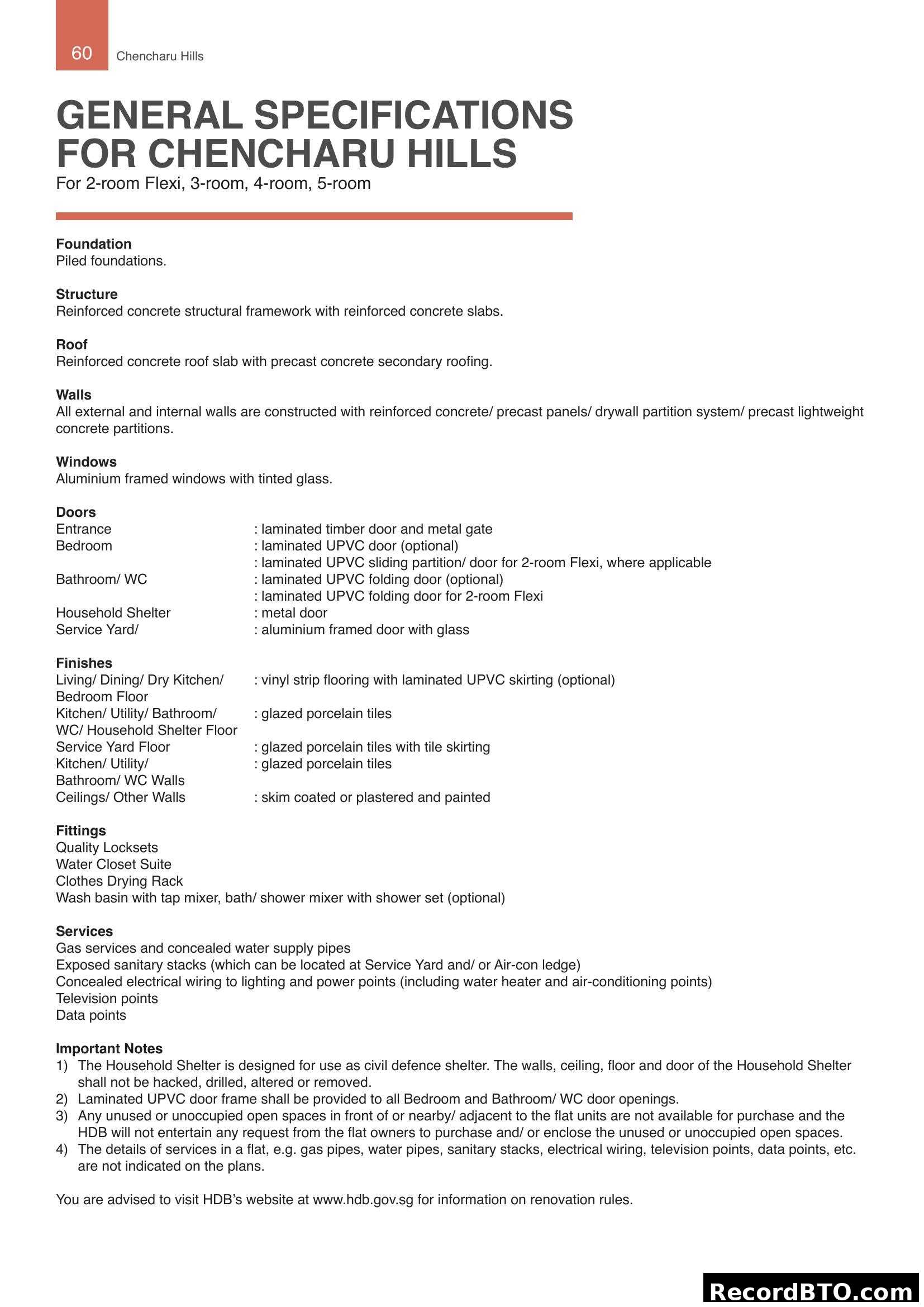 General Specifications for Chencharu Hills