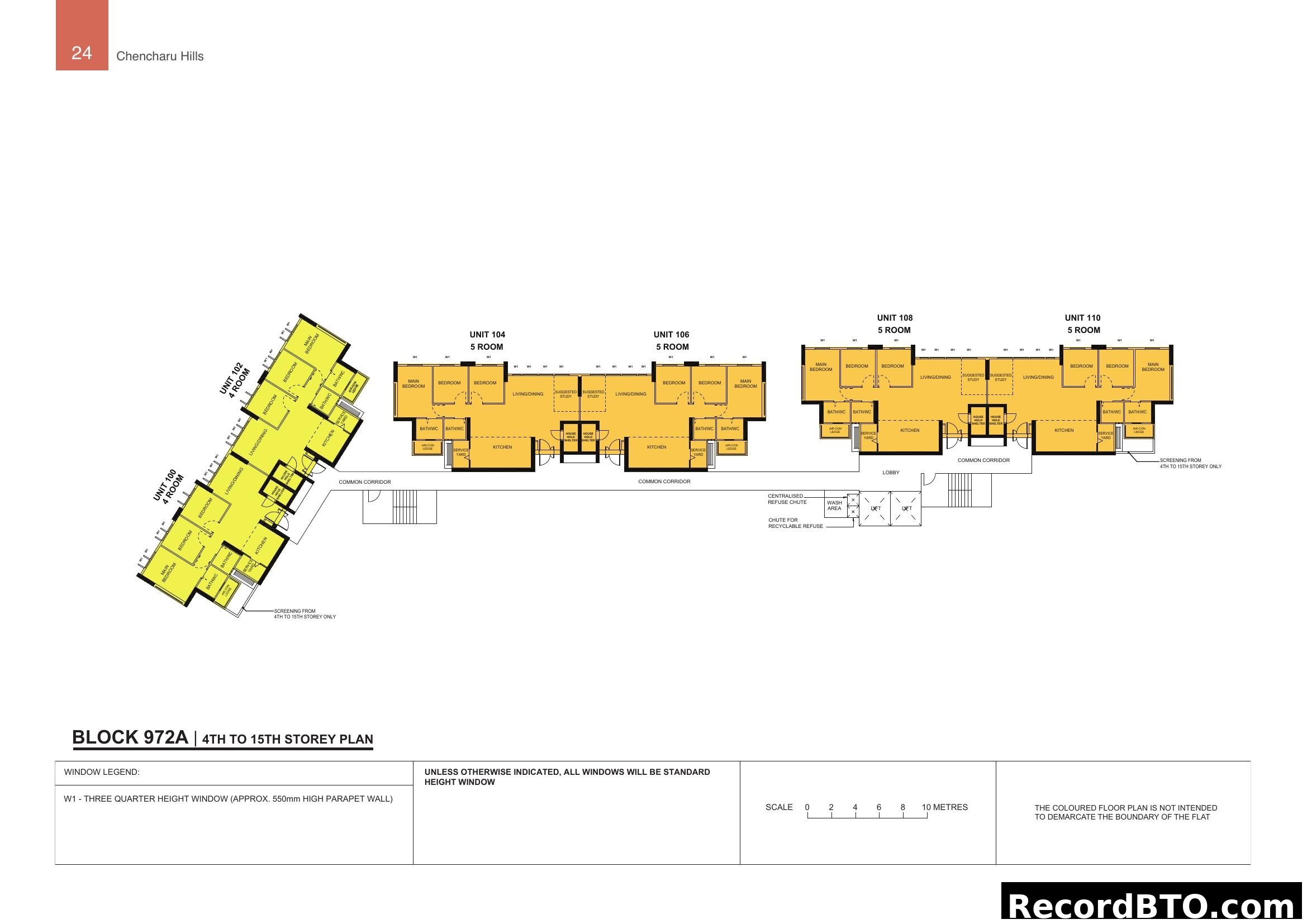 Chencharu Hills Block 972A 4th-15th Storey Floor Plan