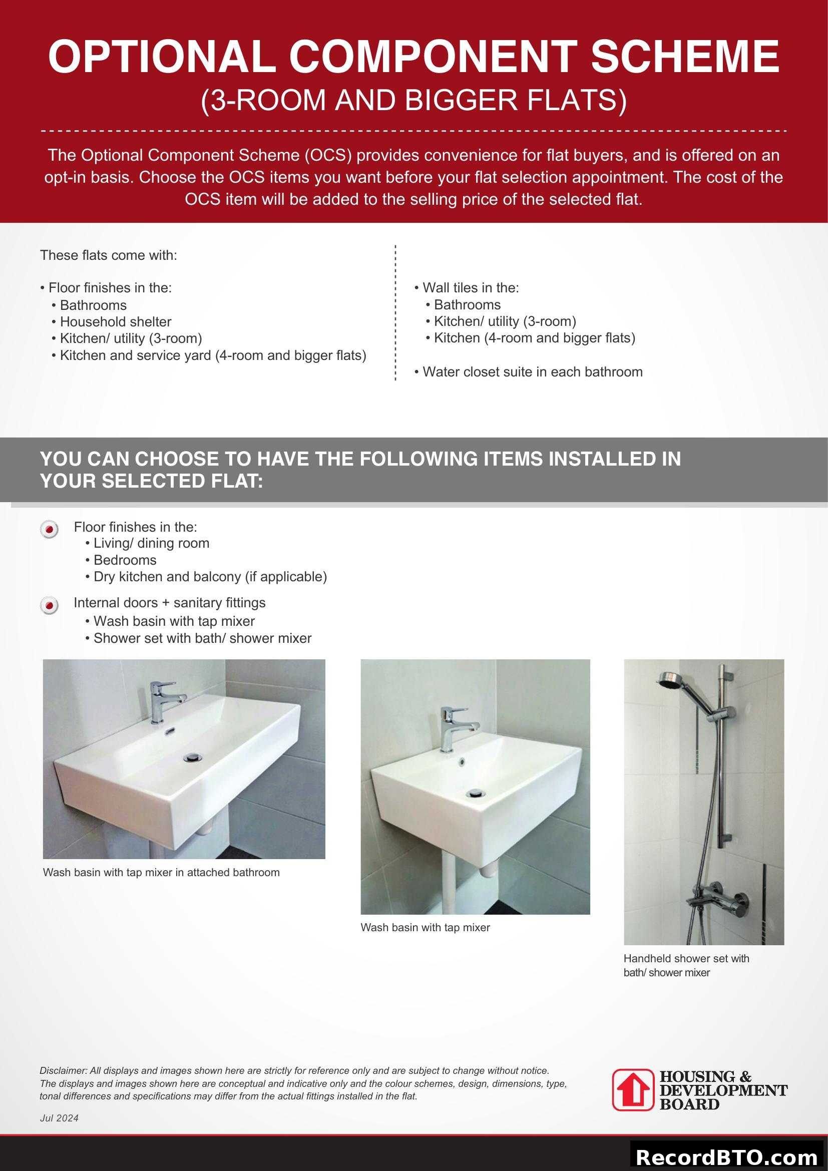 Optional Component Scheme (3-Room and Bigger Flats)