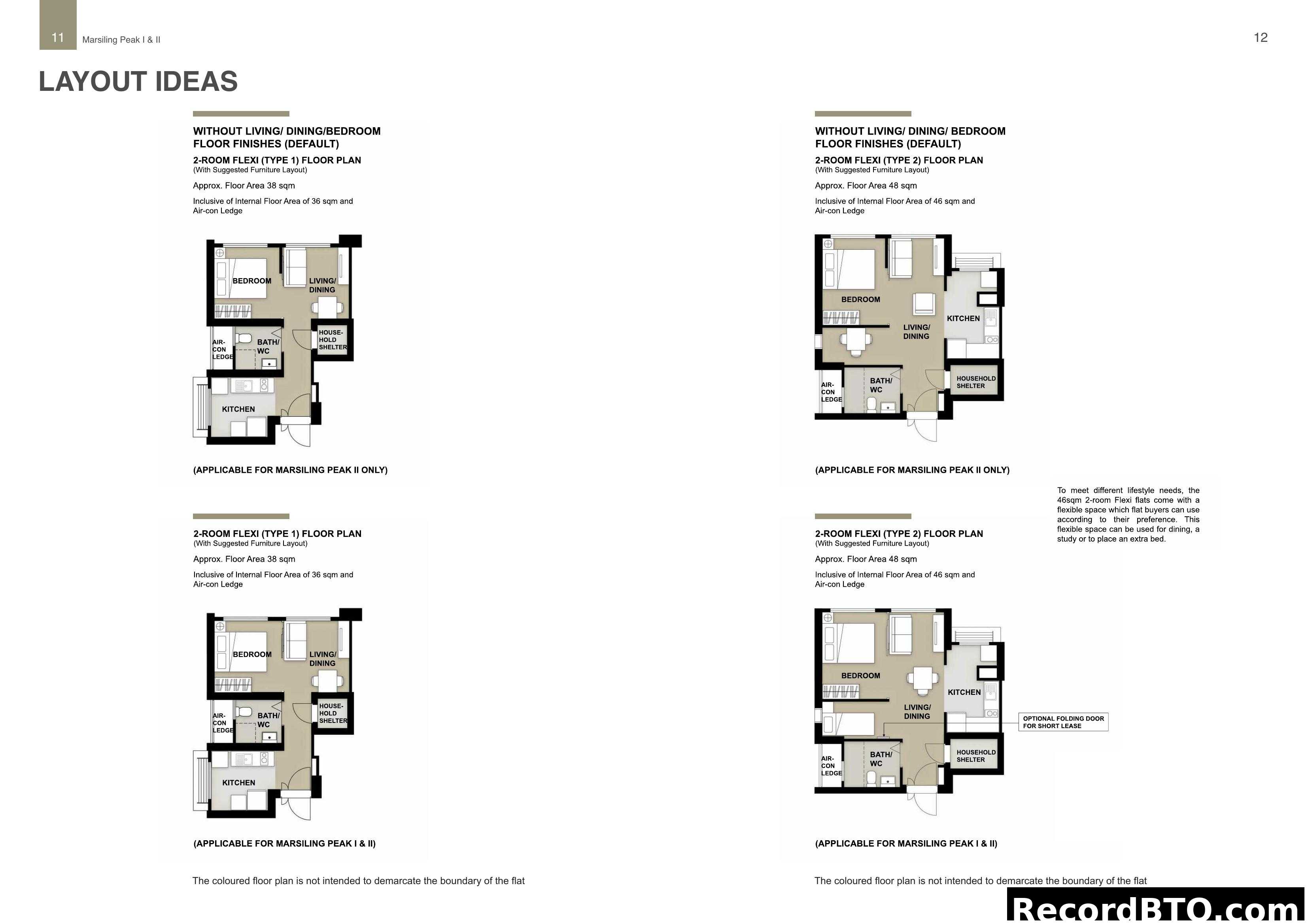 Layout Ideas: 2-Room Flexi Floor Plans