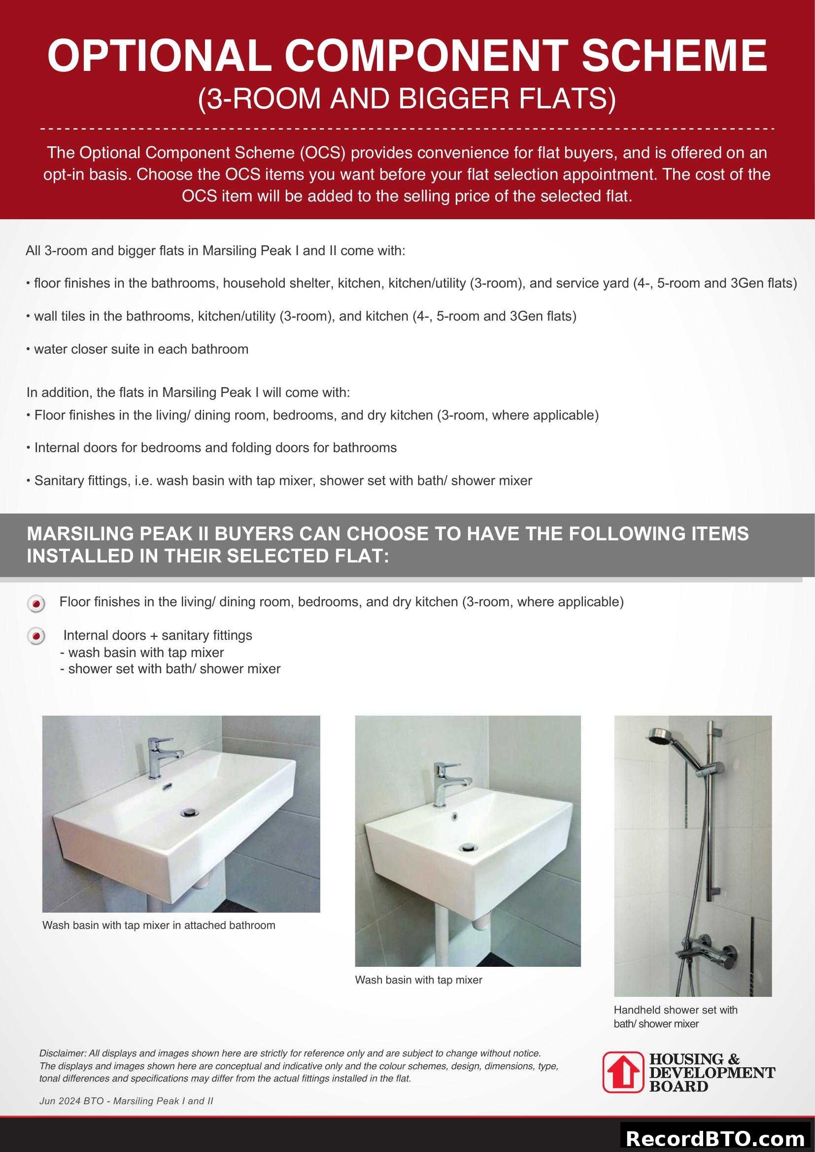 OPTIONAL COMPONENT SCHEME (3-ROOM AND BIGGER FLATS)