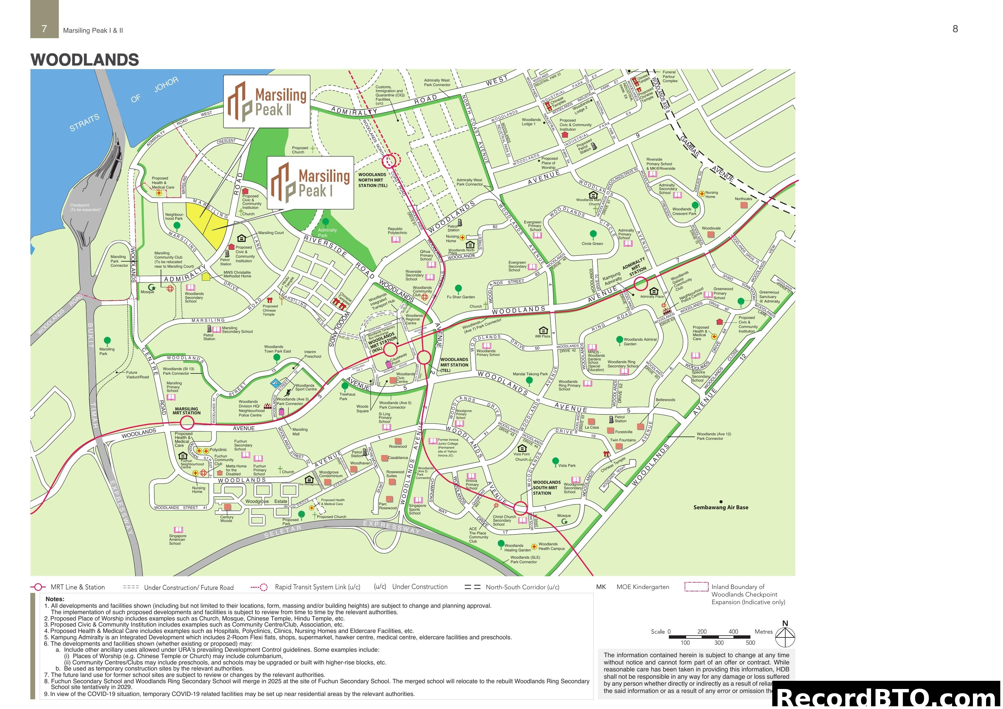 Woodlands Location Map with Marsiling Peak Developments