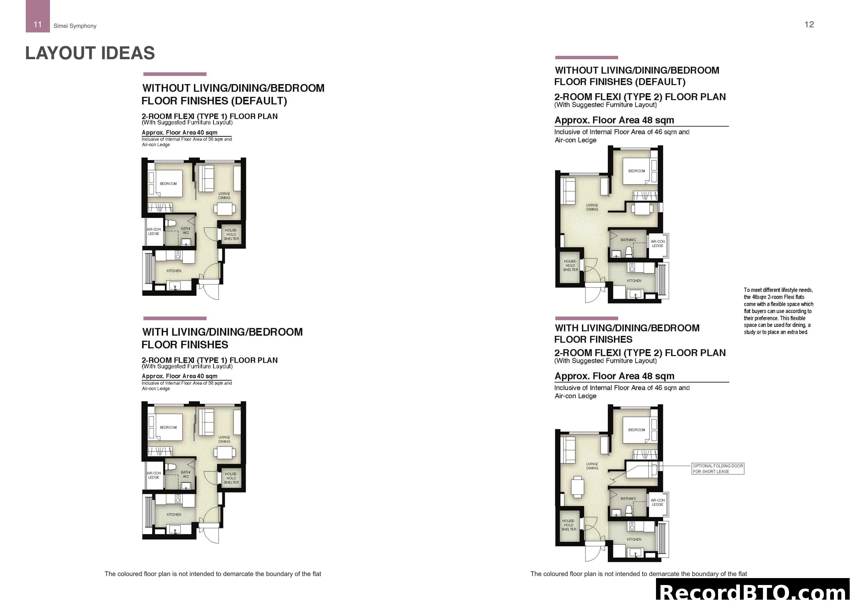 2-Room Flexi Floor Plan Layout Ideas