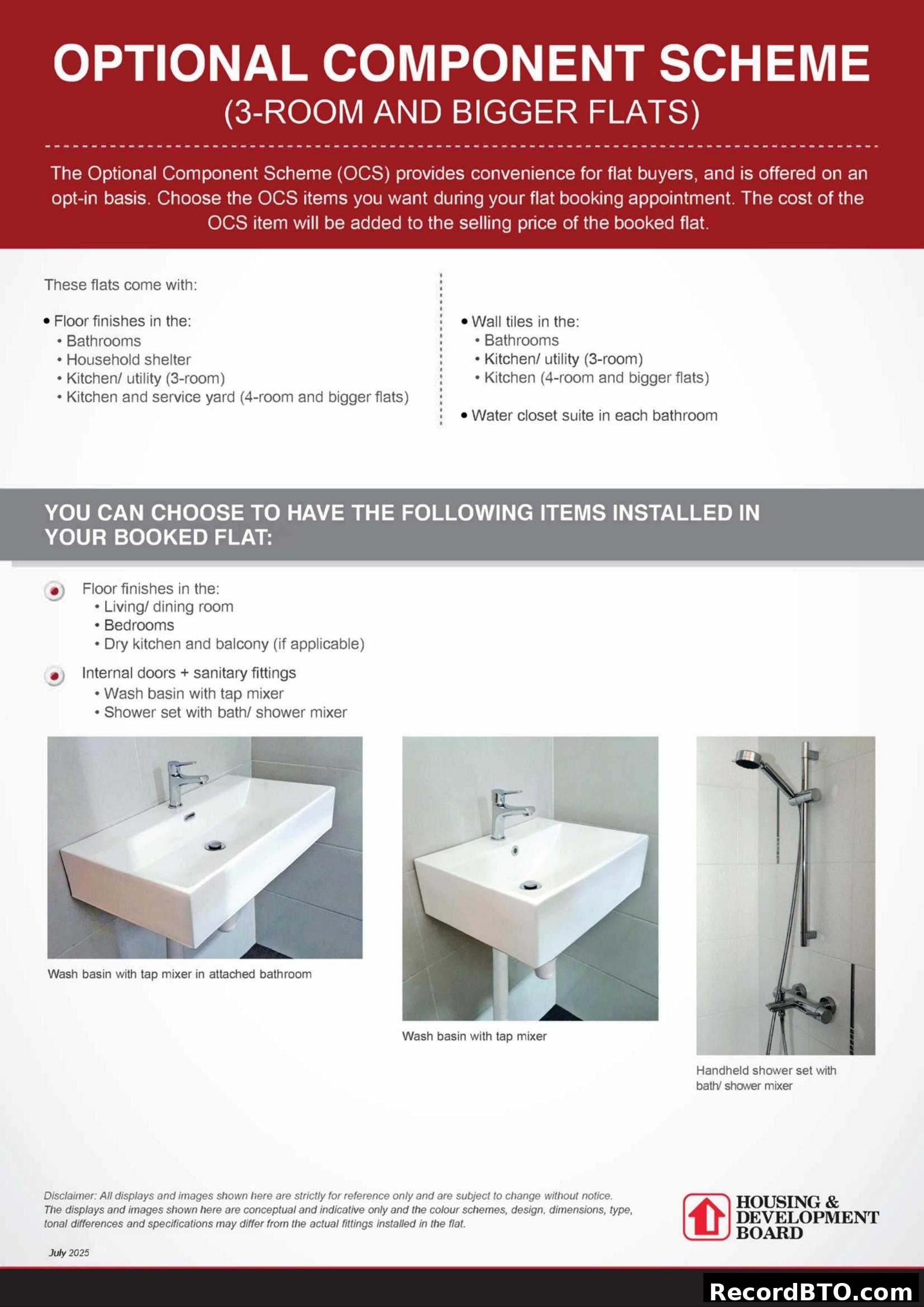 Optional Component Scheme (OCS) for HDB Flats