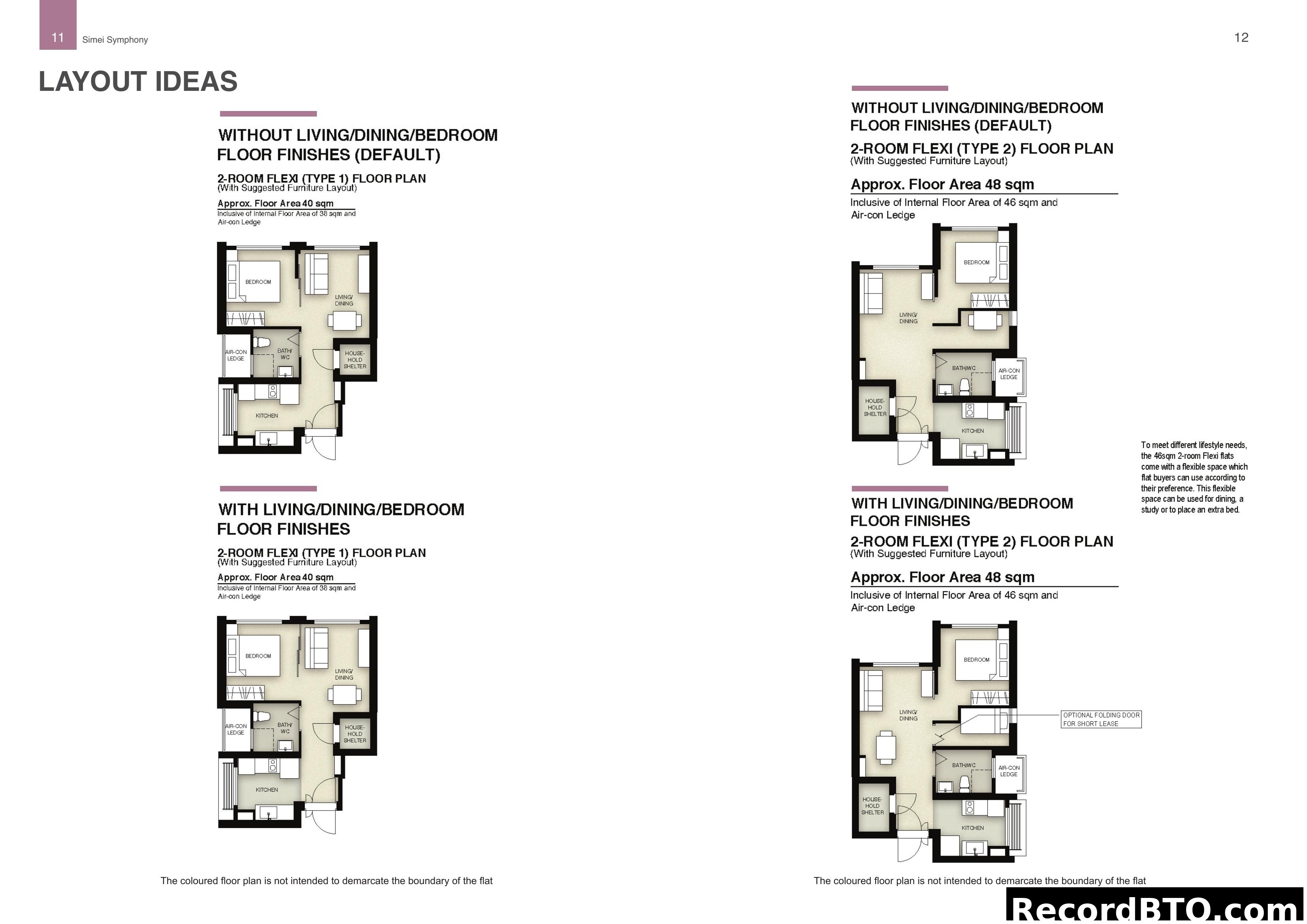 2-Room Flexi Floor Plan Layout Ideas