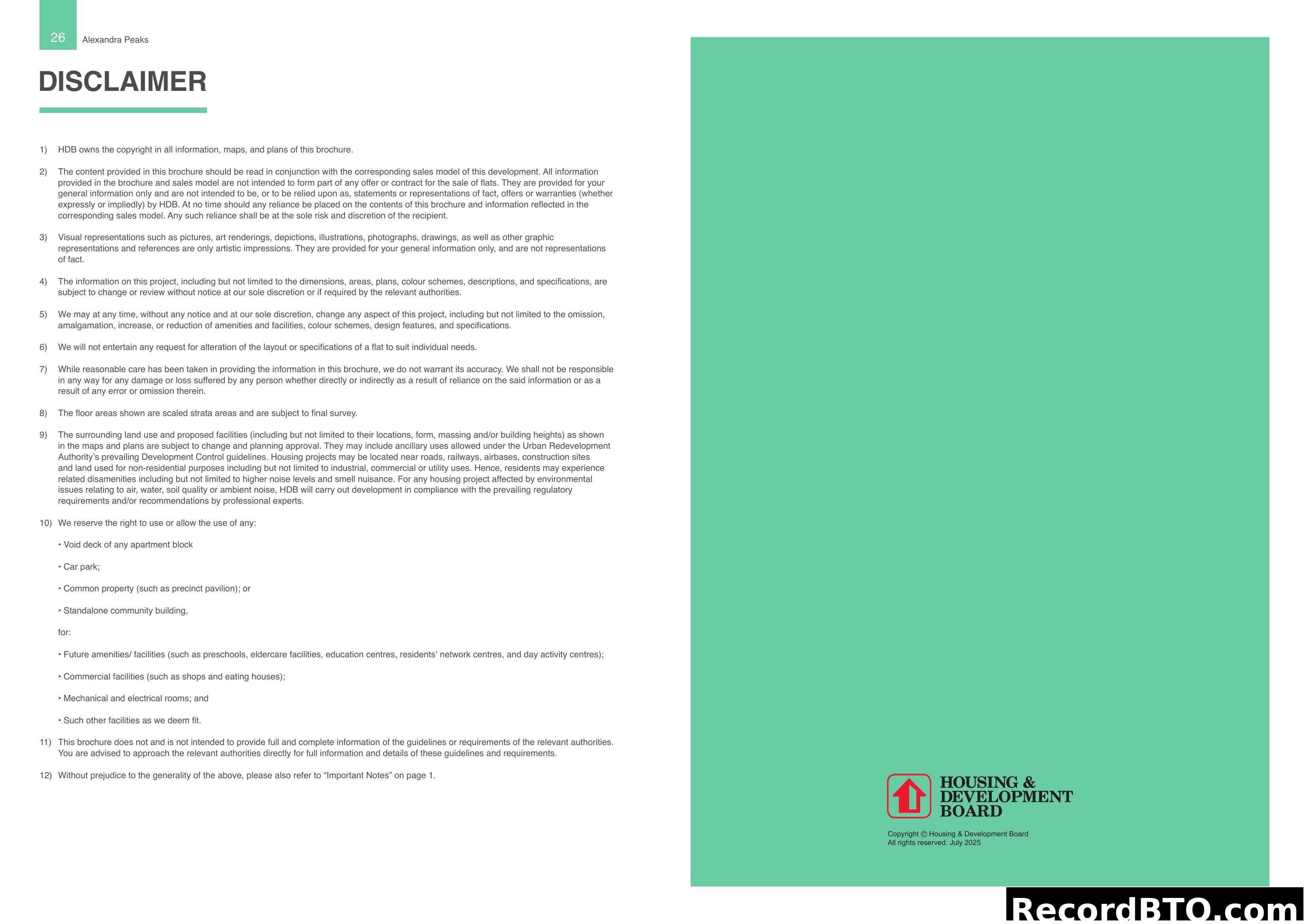 Disclaimer and Copyright Information for Alexandra Peaks