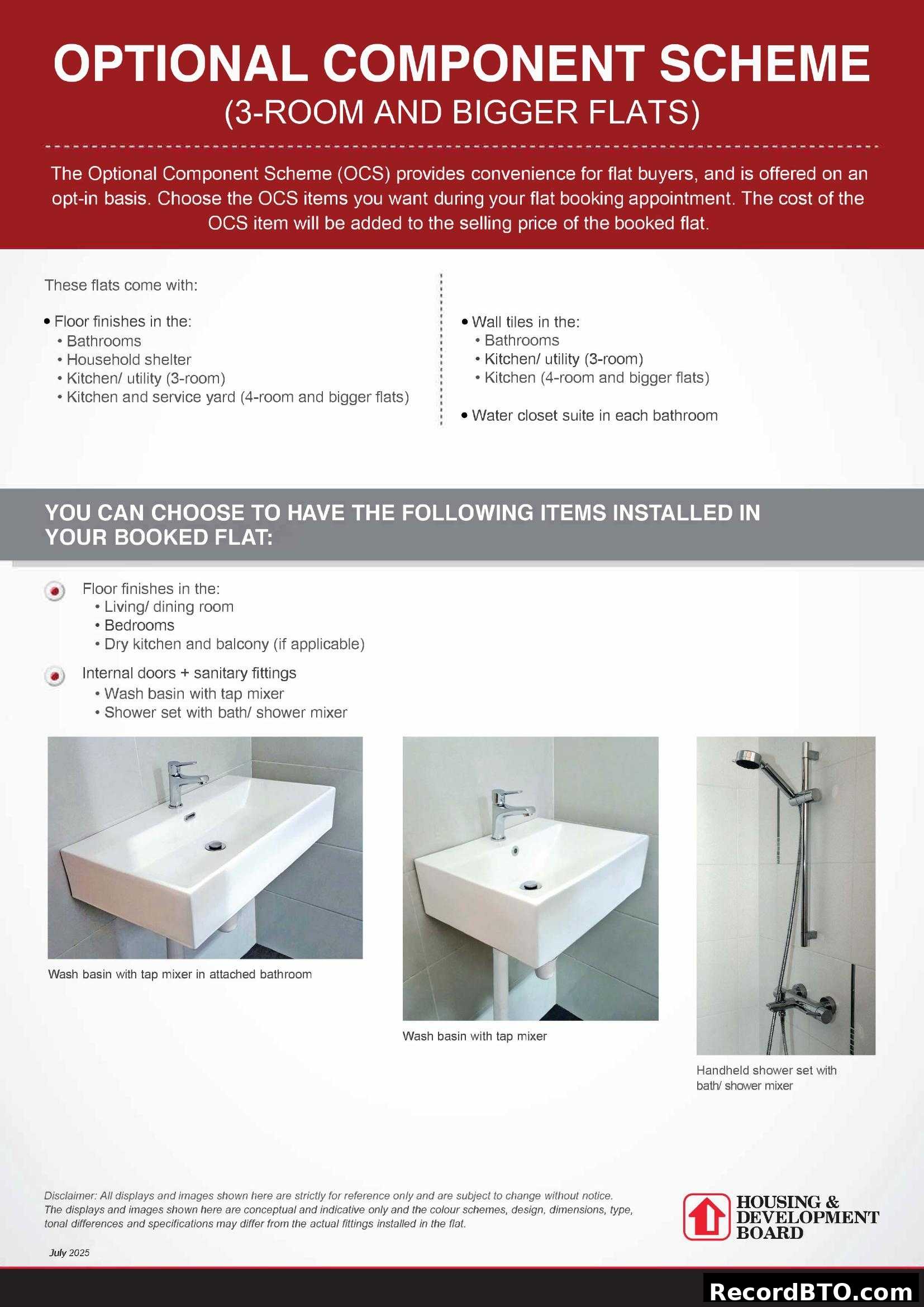 Optional Component Scheme (OCS) for 3-Room and Bigger Flats