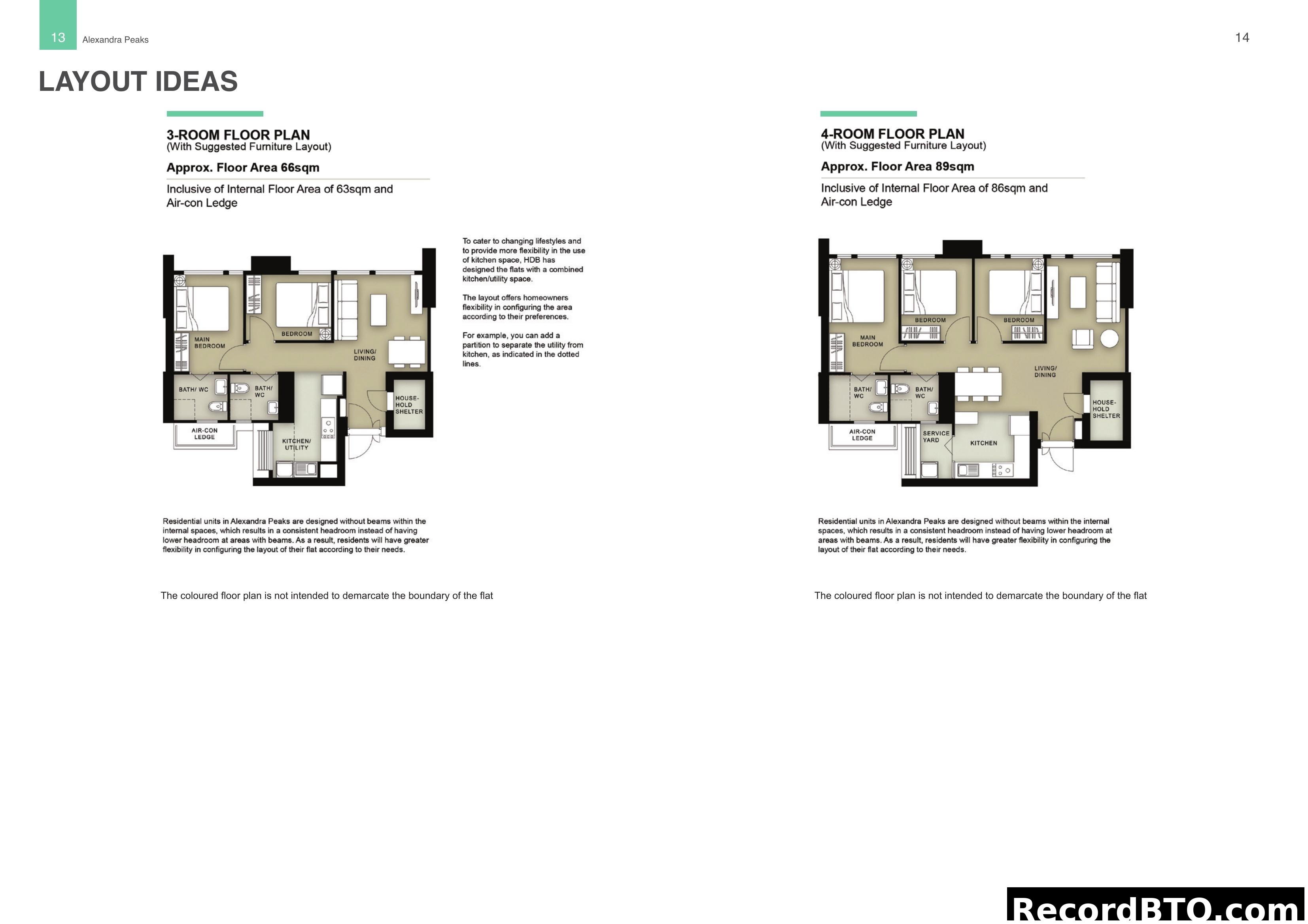 3-Room and 4-Room Floor Plans with Suggested Layouts