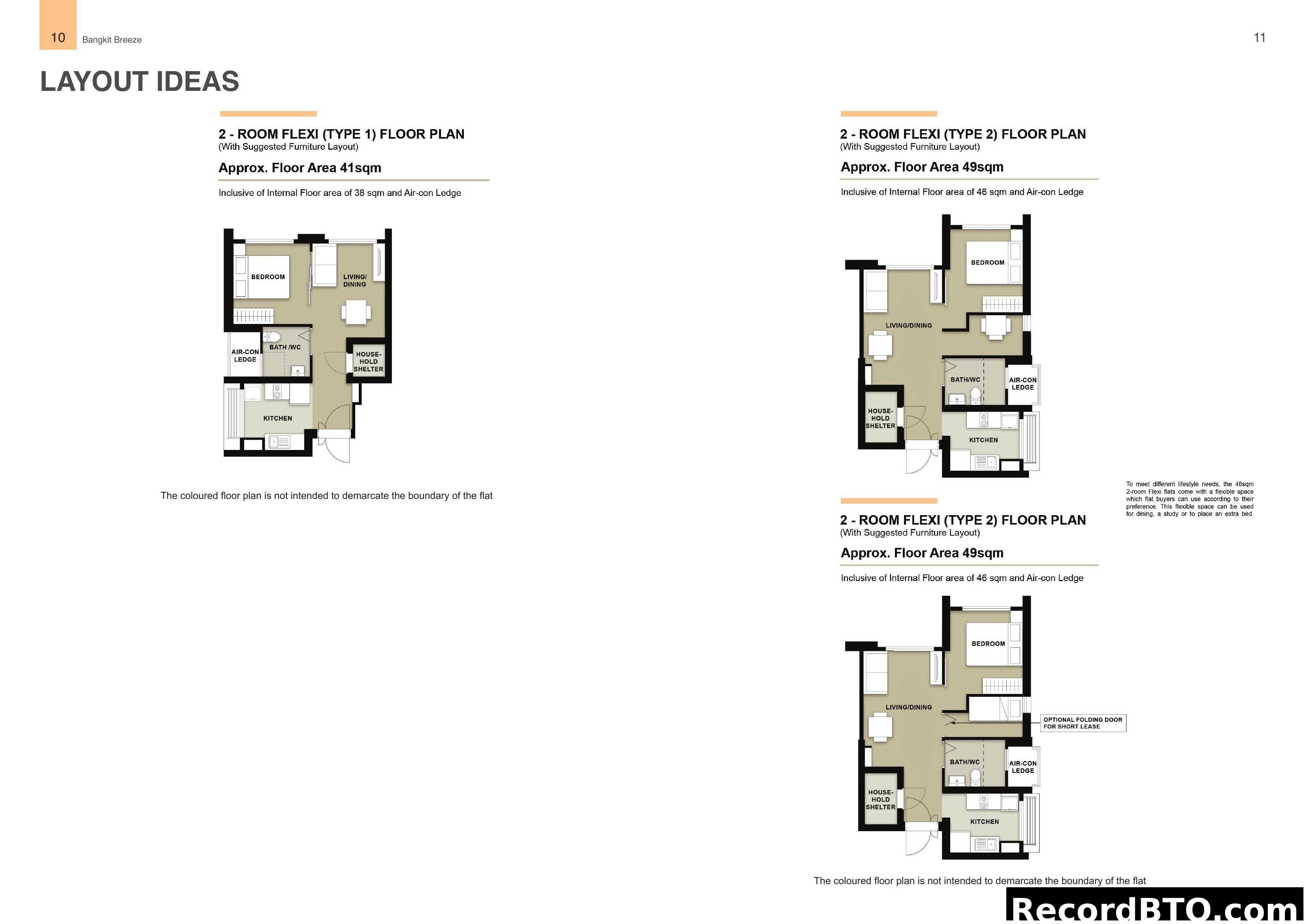 2-Room Flexi Floor Plans (Types 1 & 2)