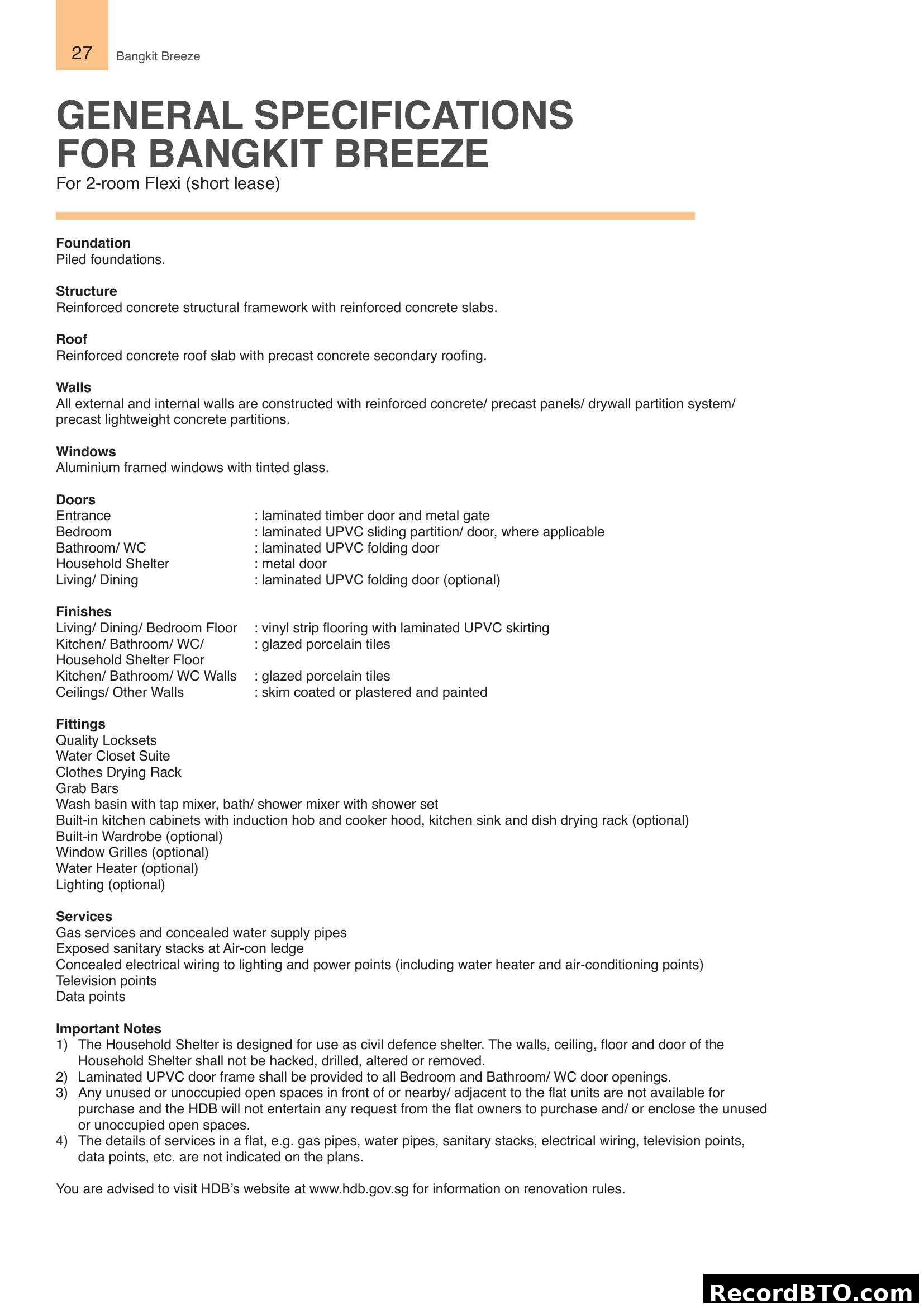 General Specifications for Bangkit Breeze