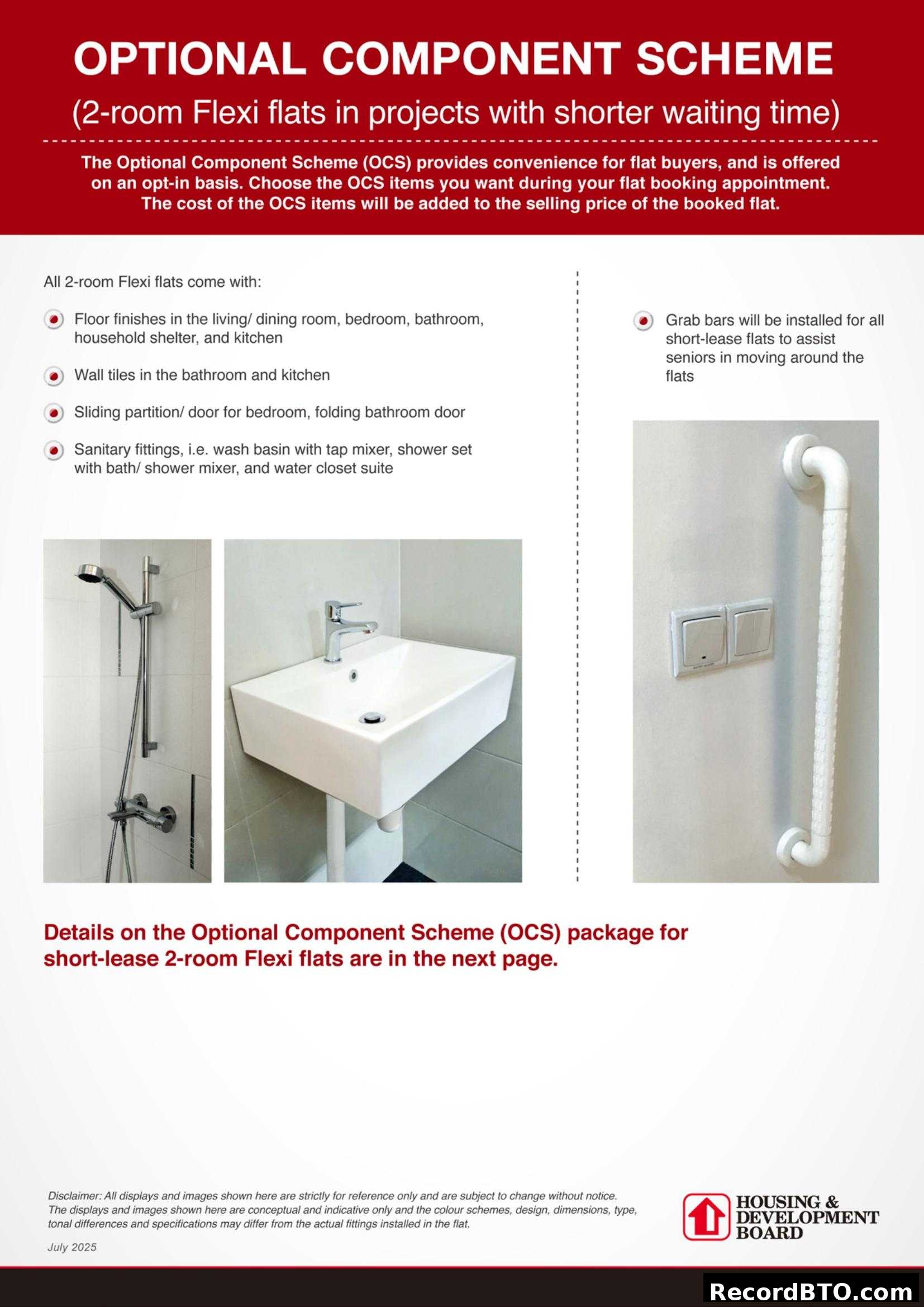 Optional Component Scheme for 2-room Flexi flats