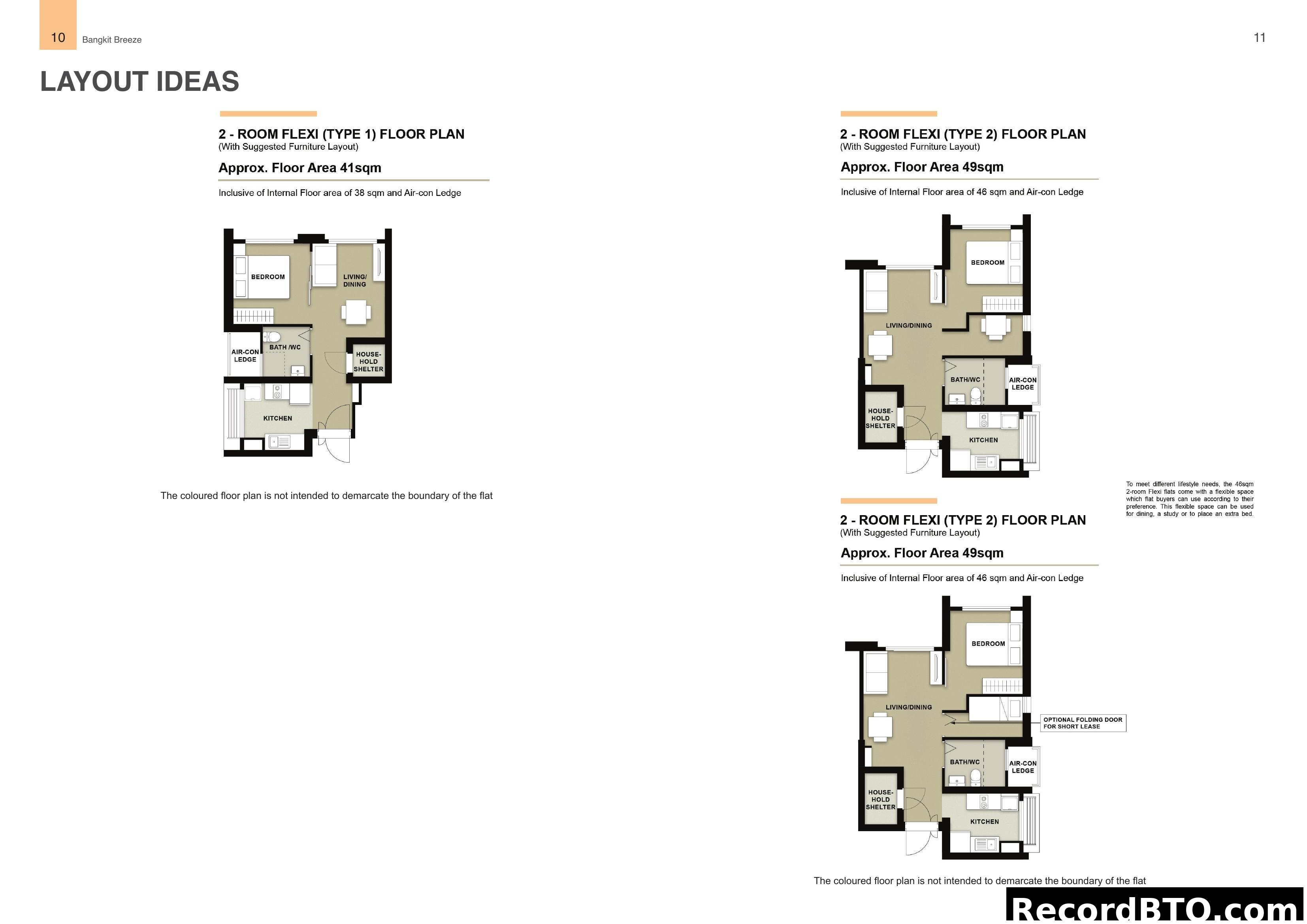 2-Room Flexi Floor Plans (Types 1 & 2)