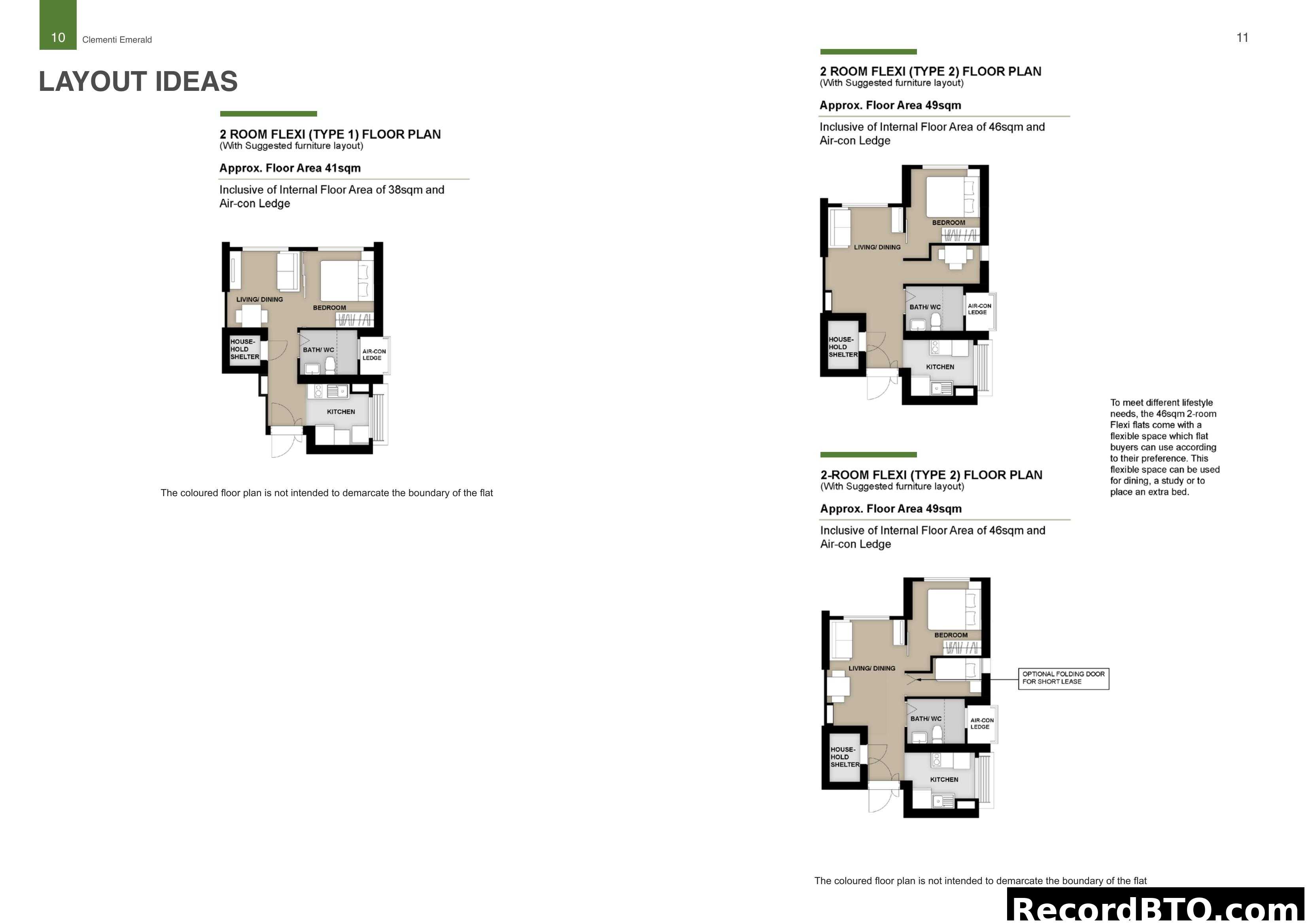 Clementi Emerald: 2-Room Flexi Floor Plan Layout Ideas