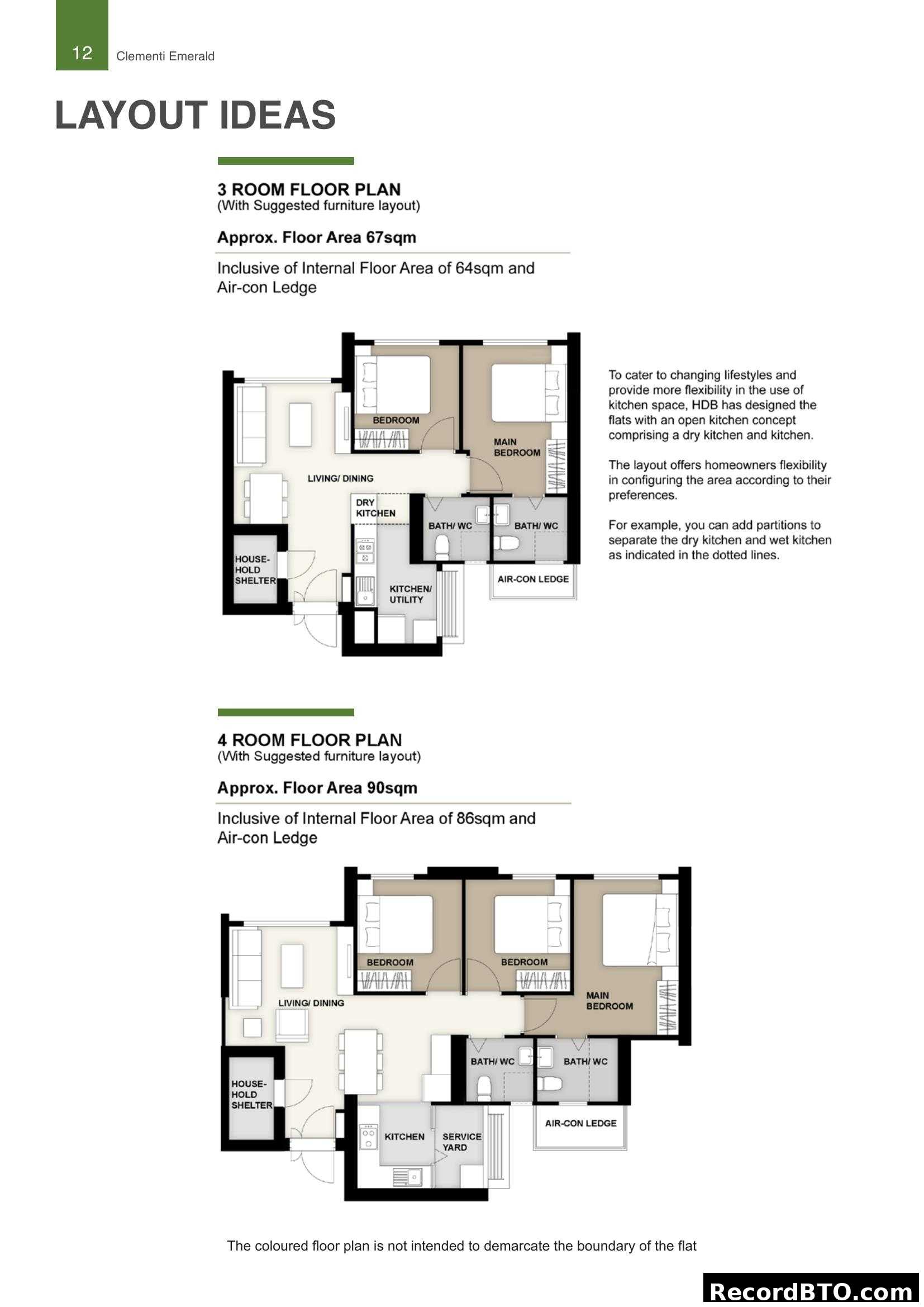 Clementi Emerald 3- & 4-Room Floor Plans