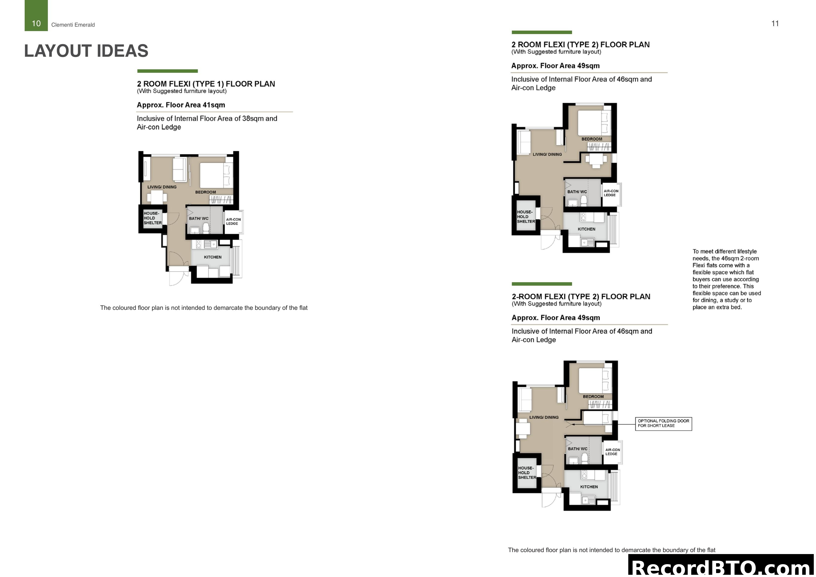 Clementi Emerald: 2-Room Flexi Floor Plan Layout Ideas