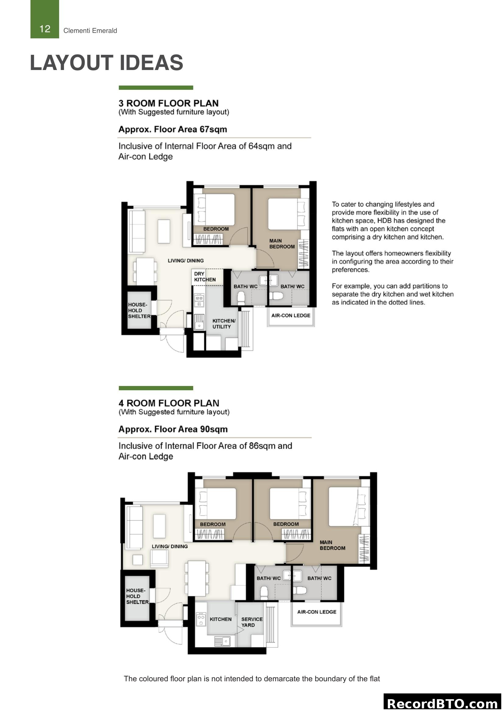 Clementi Emerald 3- & 4-Room Floor Plans