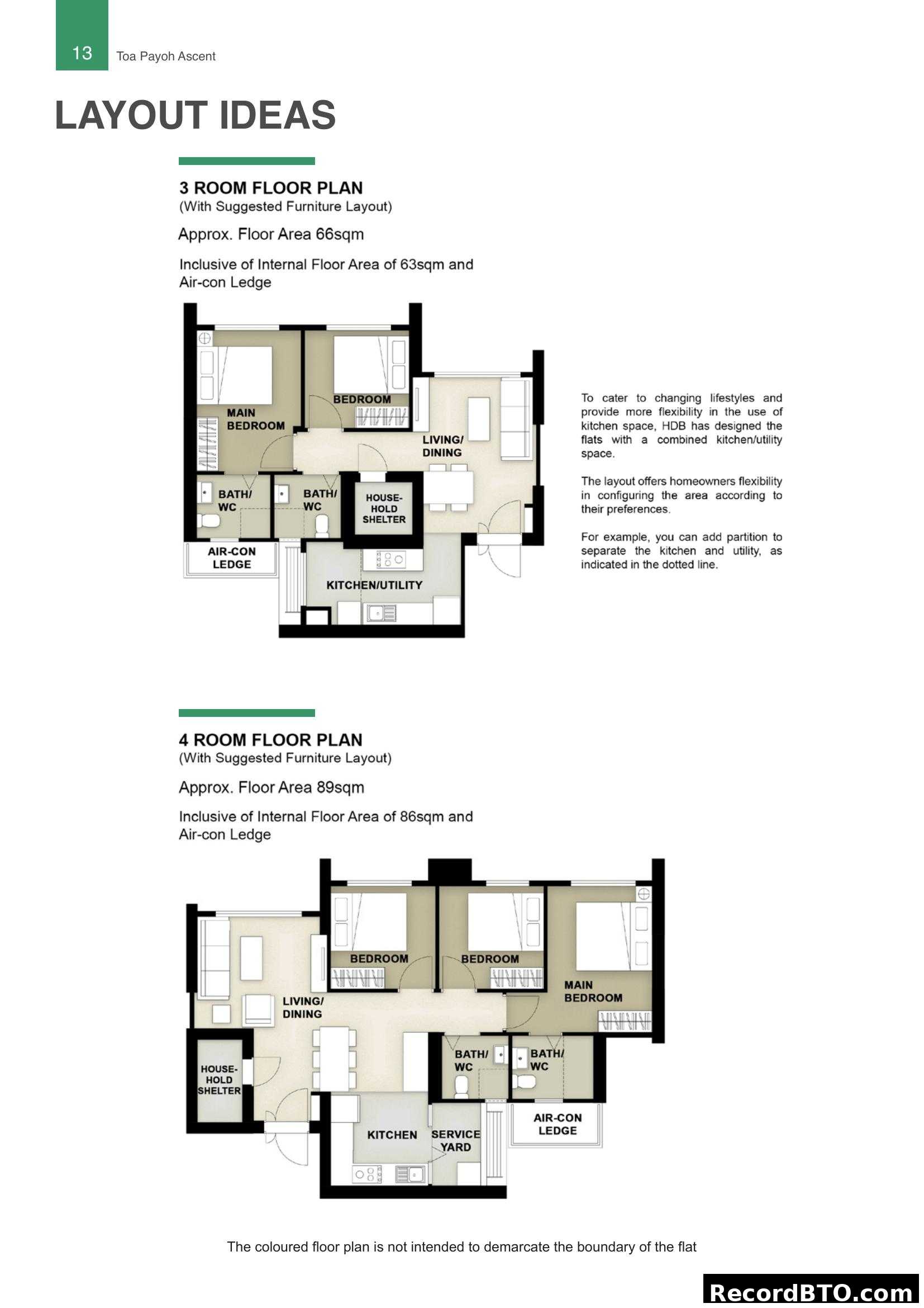 Layout Ideas for 3 and 4 Room Flats (Toa Payoh Ascent)