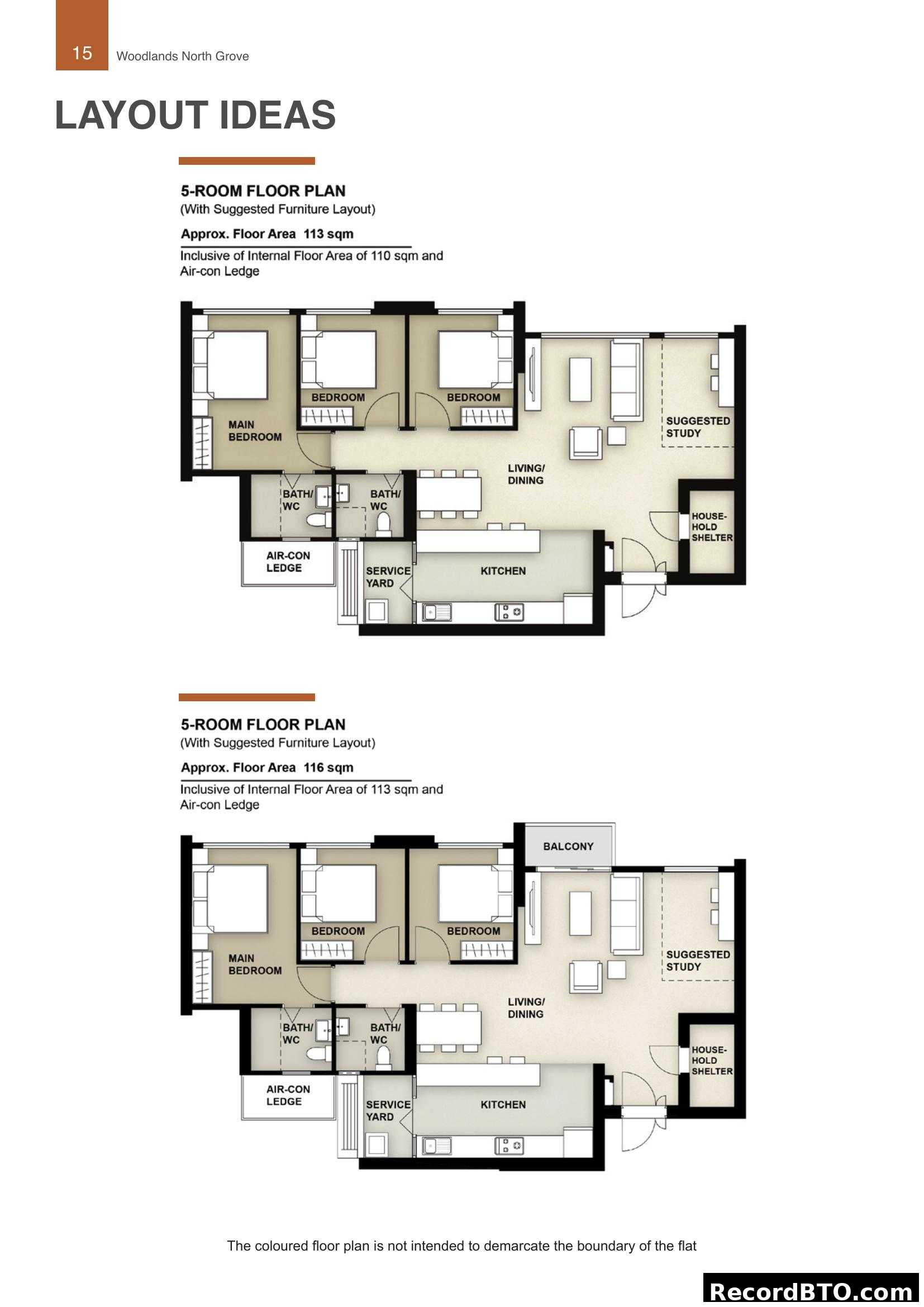 Woodlands North Grove 5-Room Floor Plan Layouts