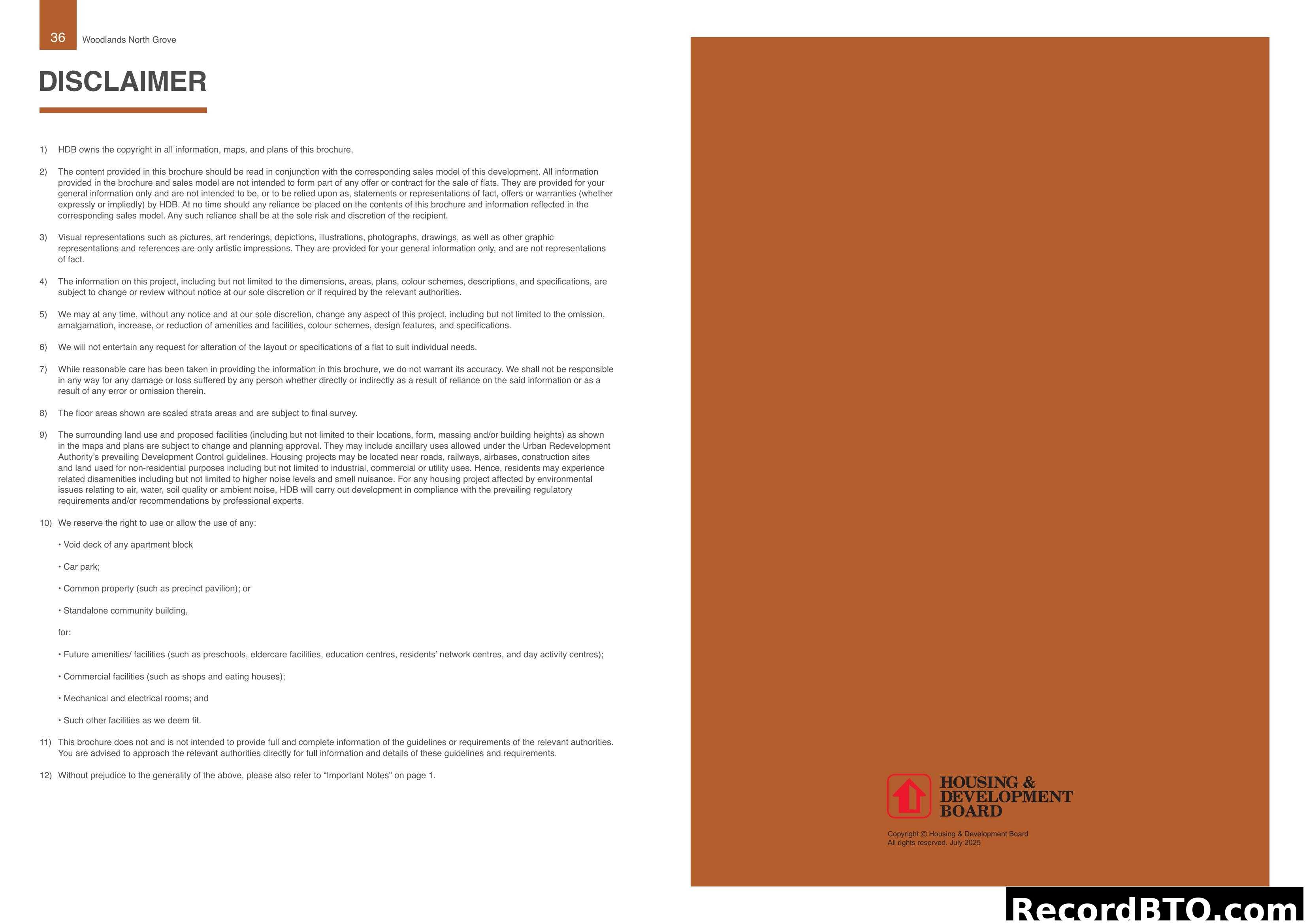 Woodlands North Grove Brochure Disclaimer