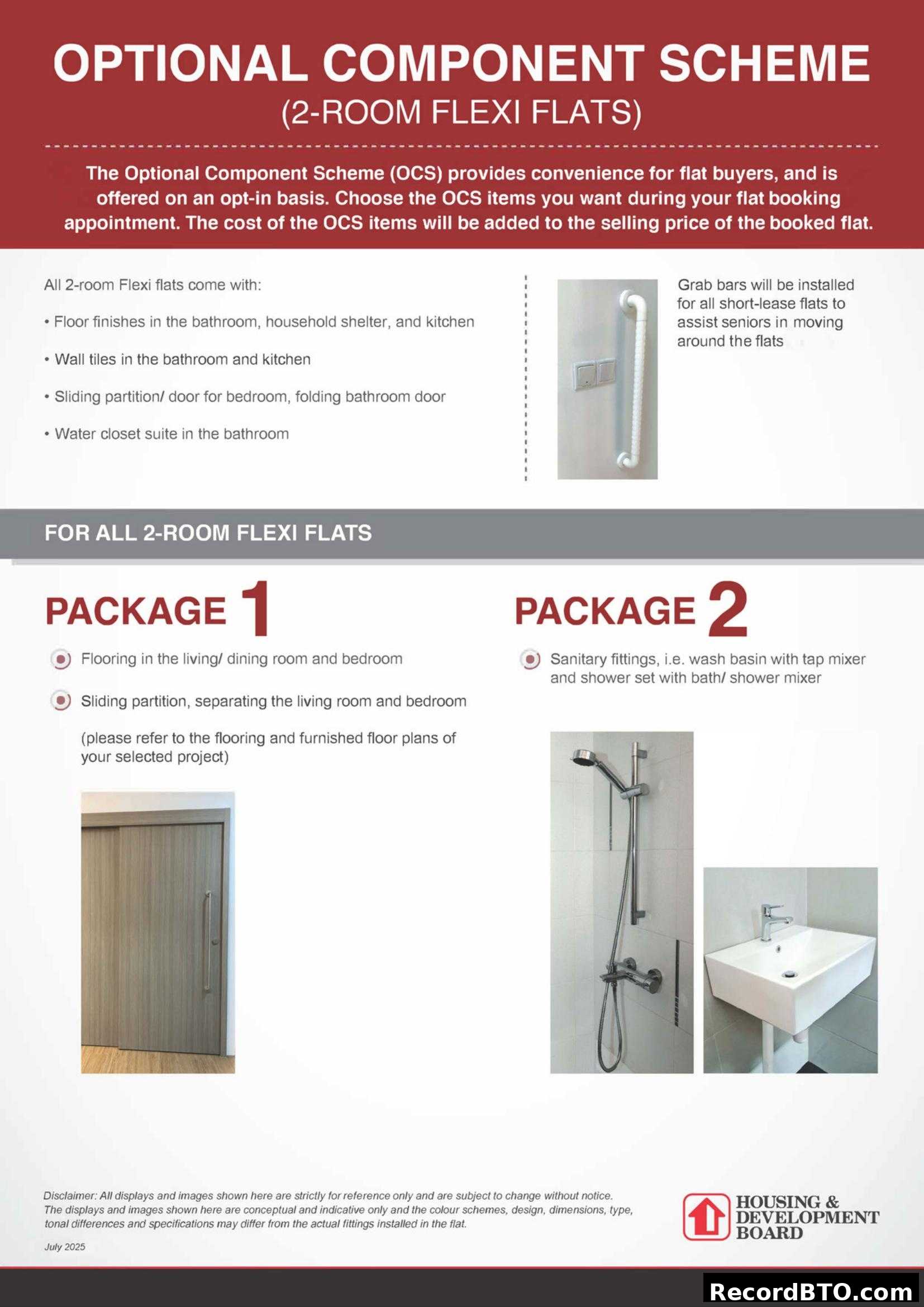 Optional Component Scheme (OCS) for 2-Room Flexi Flats