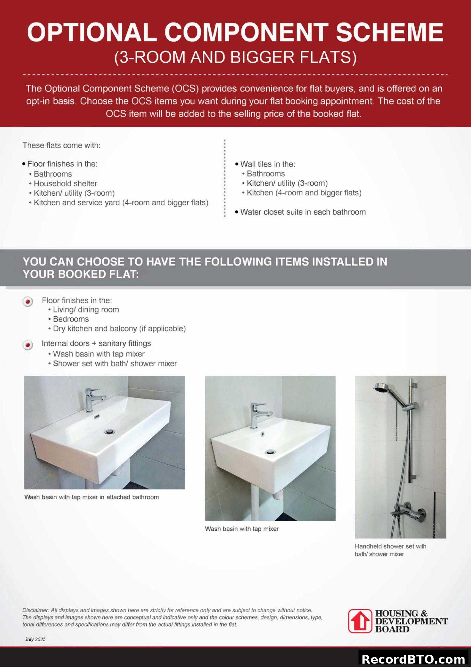 Optional Component Scheme (OCS) for HDB Flats