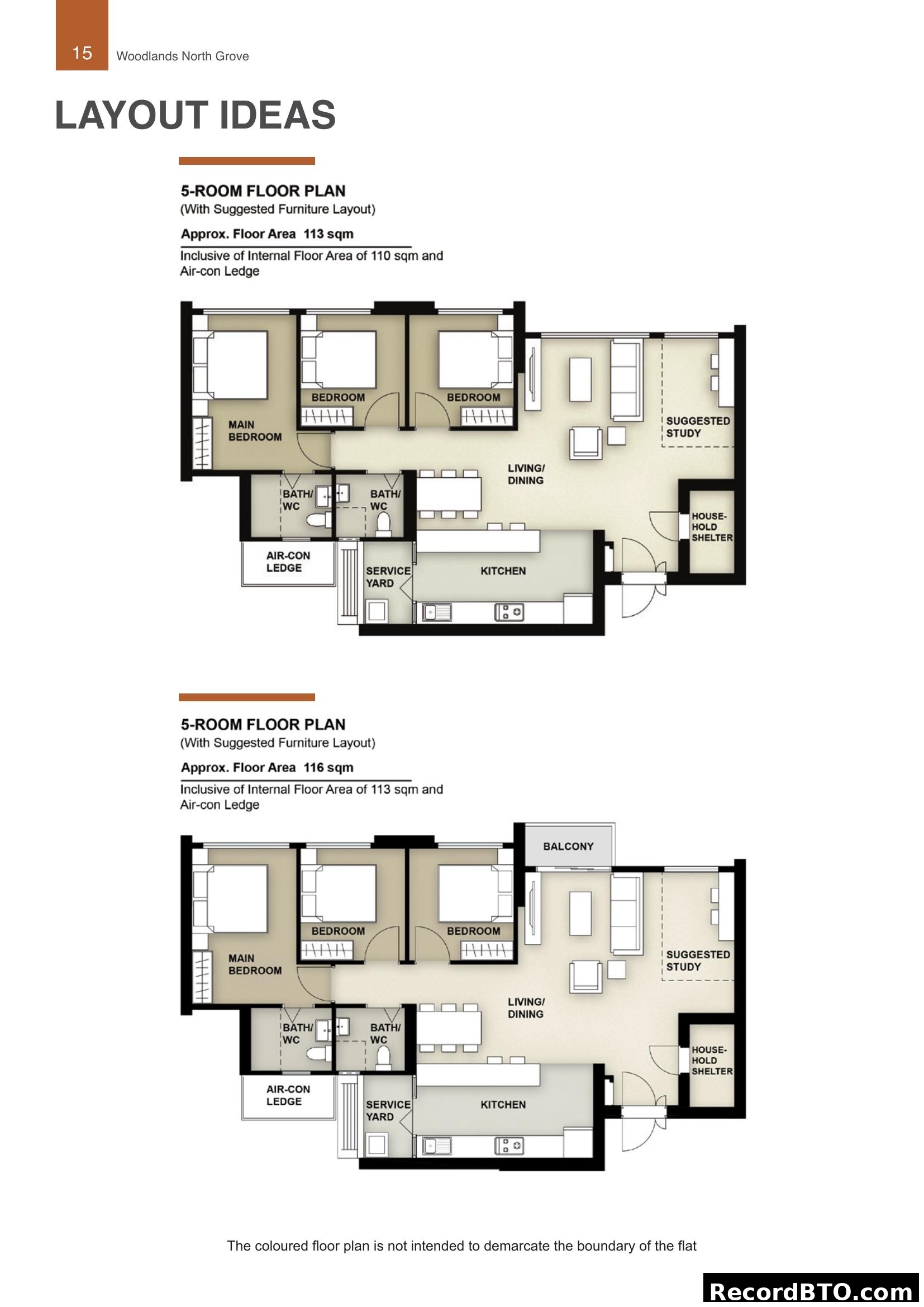 Woodlands North Grove 5-Room Floor Plan Layouts