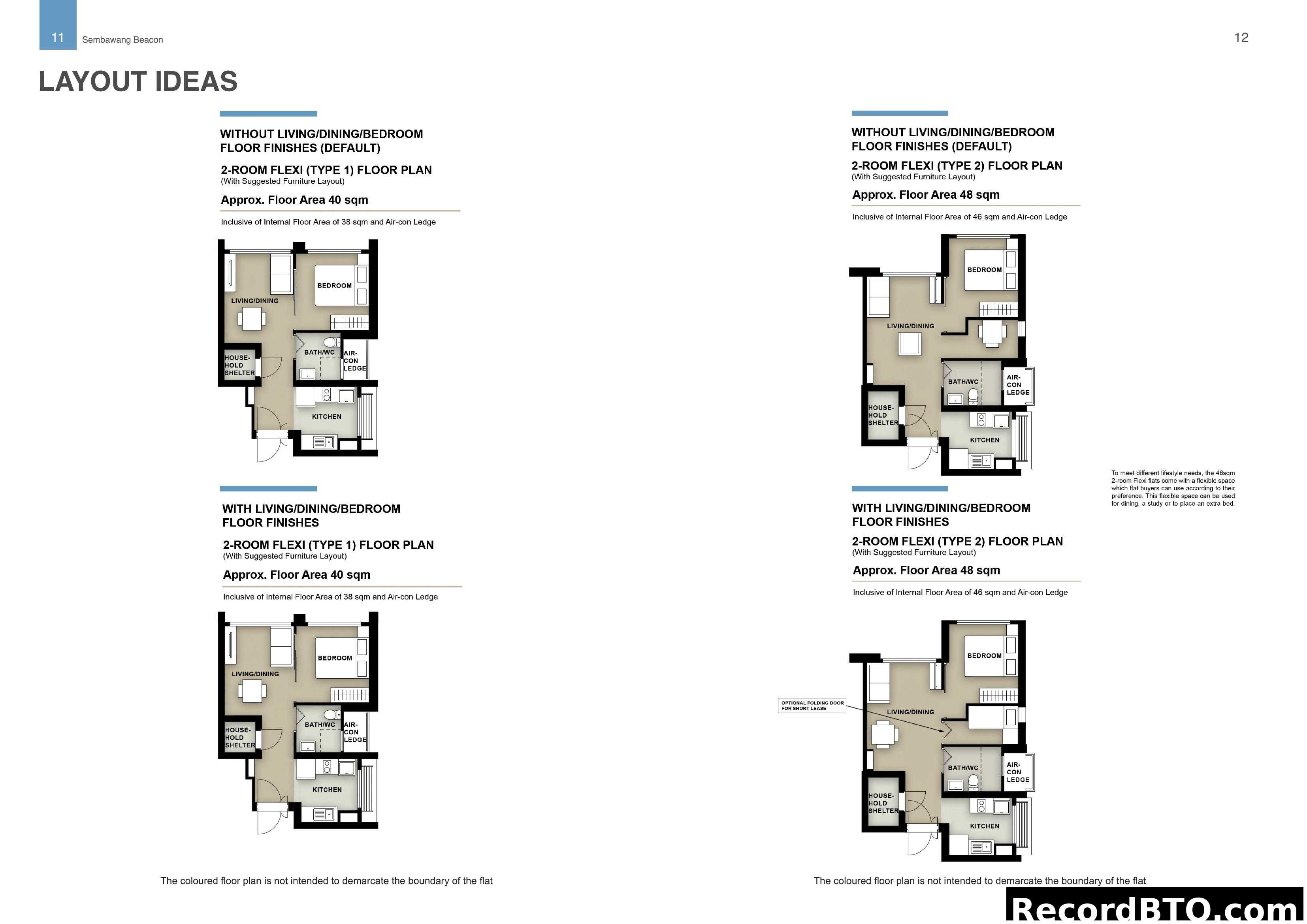 2-Room Flexi Floor Plans (Types 1 & 2) - Layout Ideas