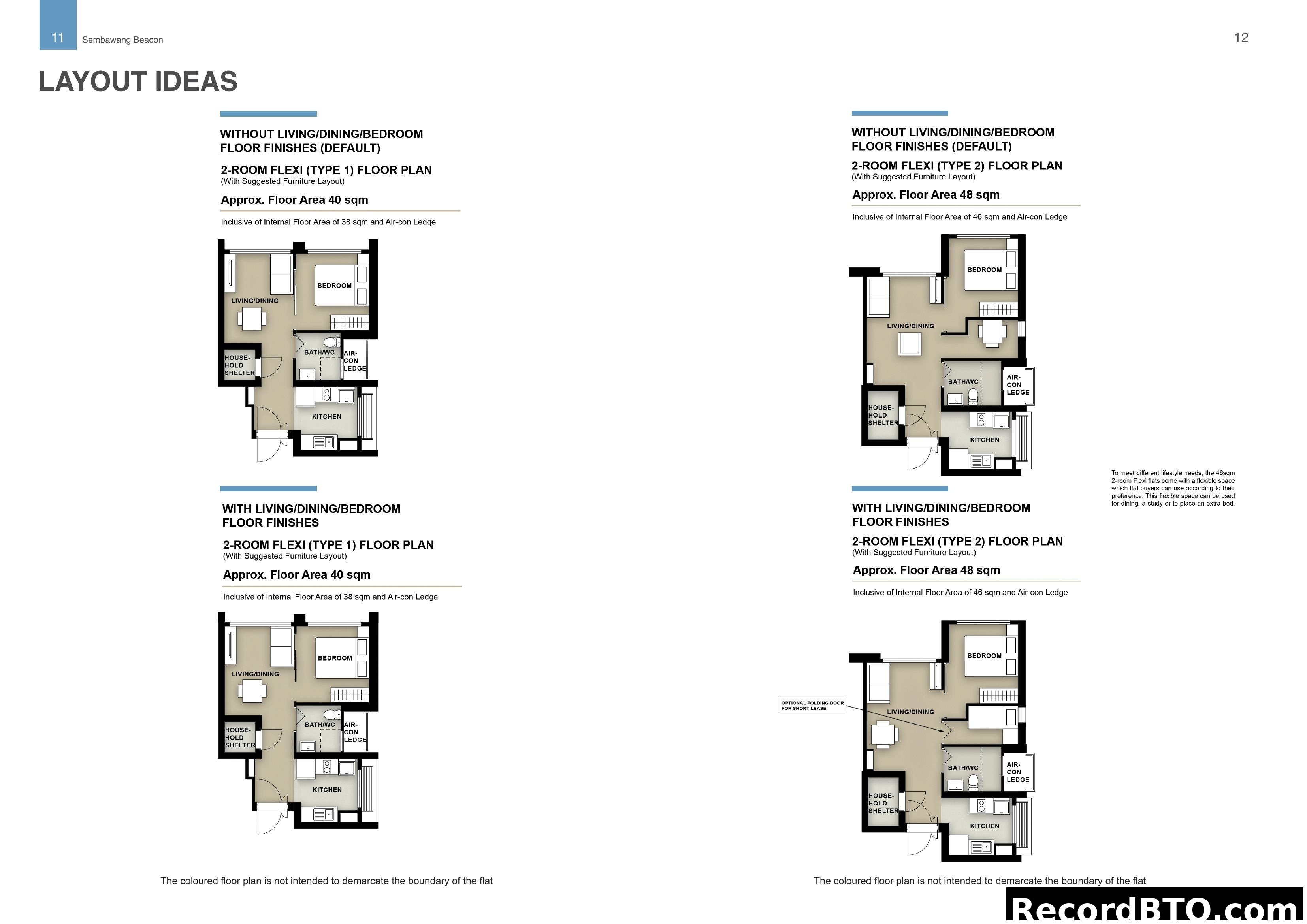 2-Room Flexi Floor Plans (Types 1 & 2) - Layout Ideas
