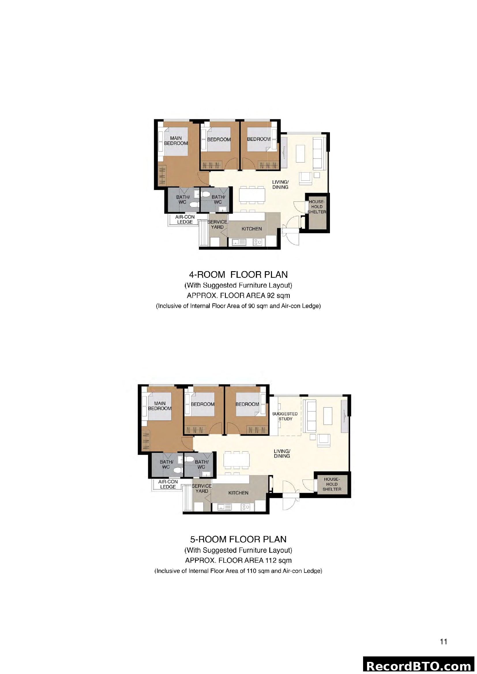 HDB BTO 4-Room and 5-Room Floor Plans