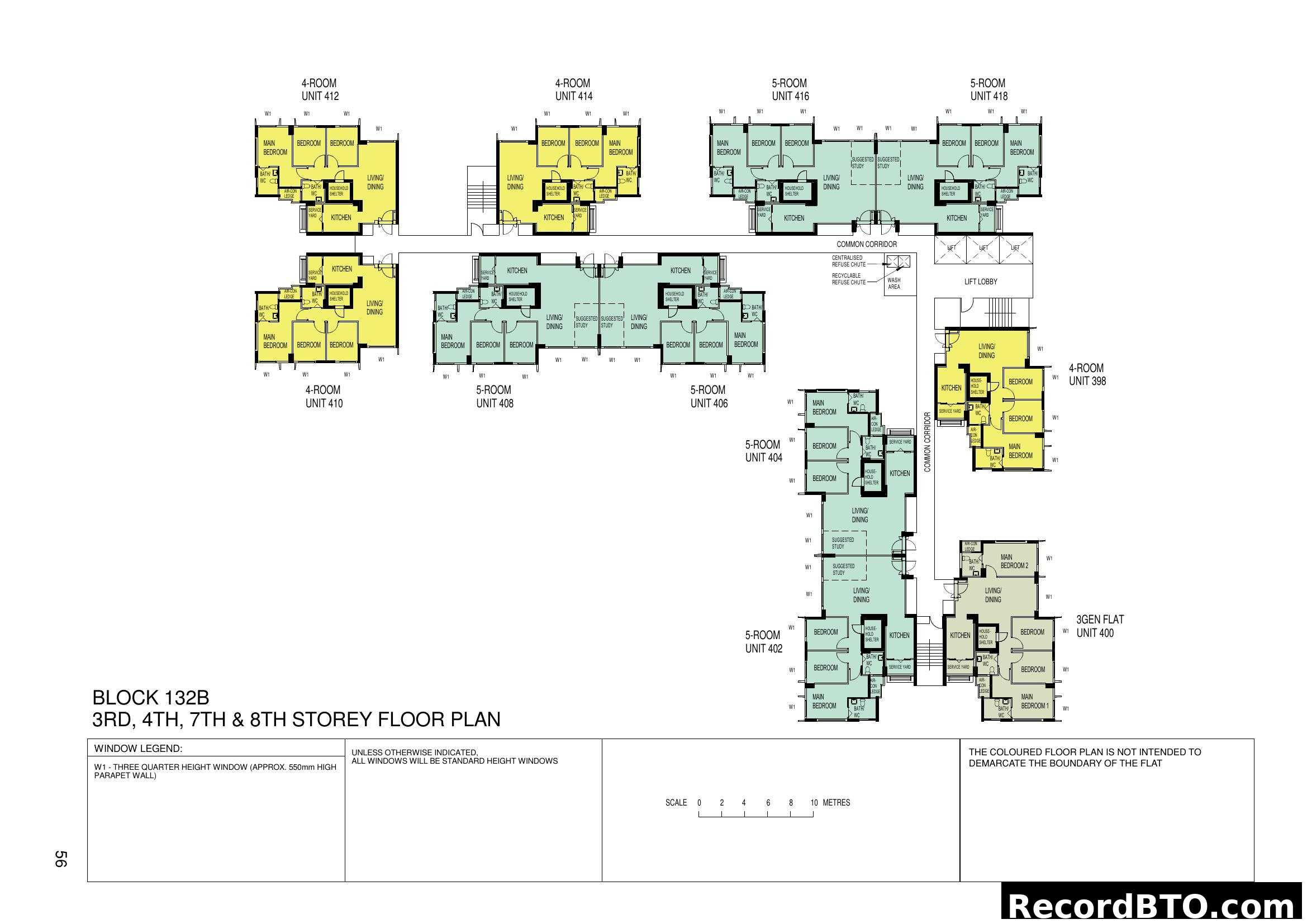 Block 132B 3rd, 4th, 7th & 8th Storey Floor Plan