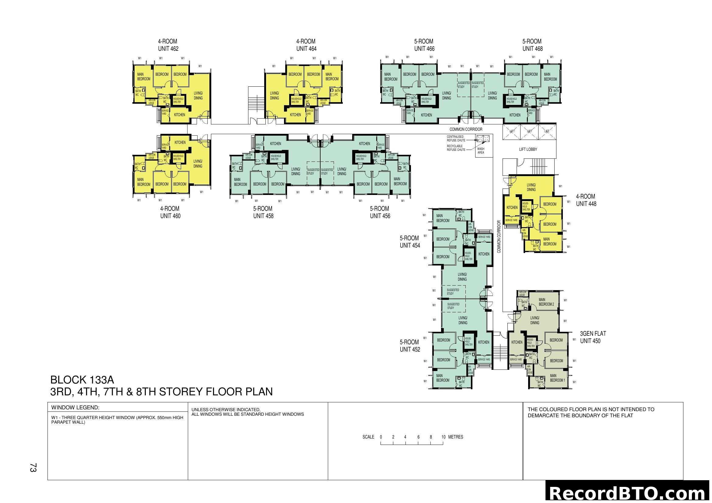 Block 133A Floor Plan (3rd, 4th, 7th & 8th Storey)