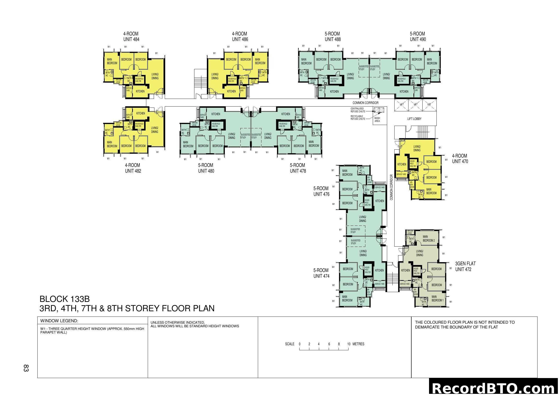 Block 133B 3rd, 4th, 7th & 8th Storey Floor Plan