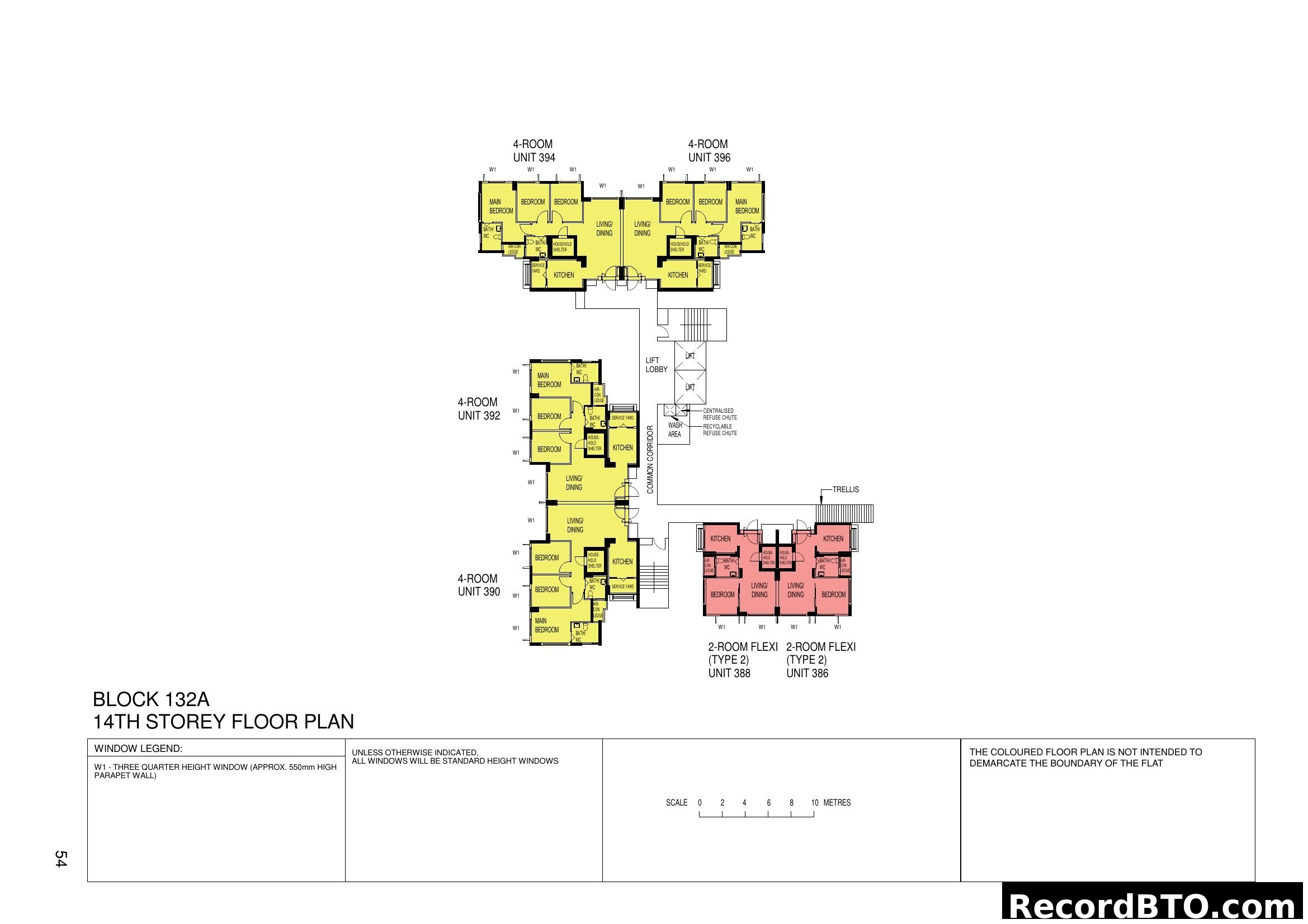 Block 132A 14th Storey Floor Plan (4-Room & 2-Room Flexi)