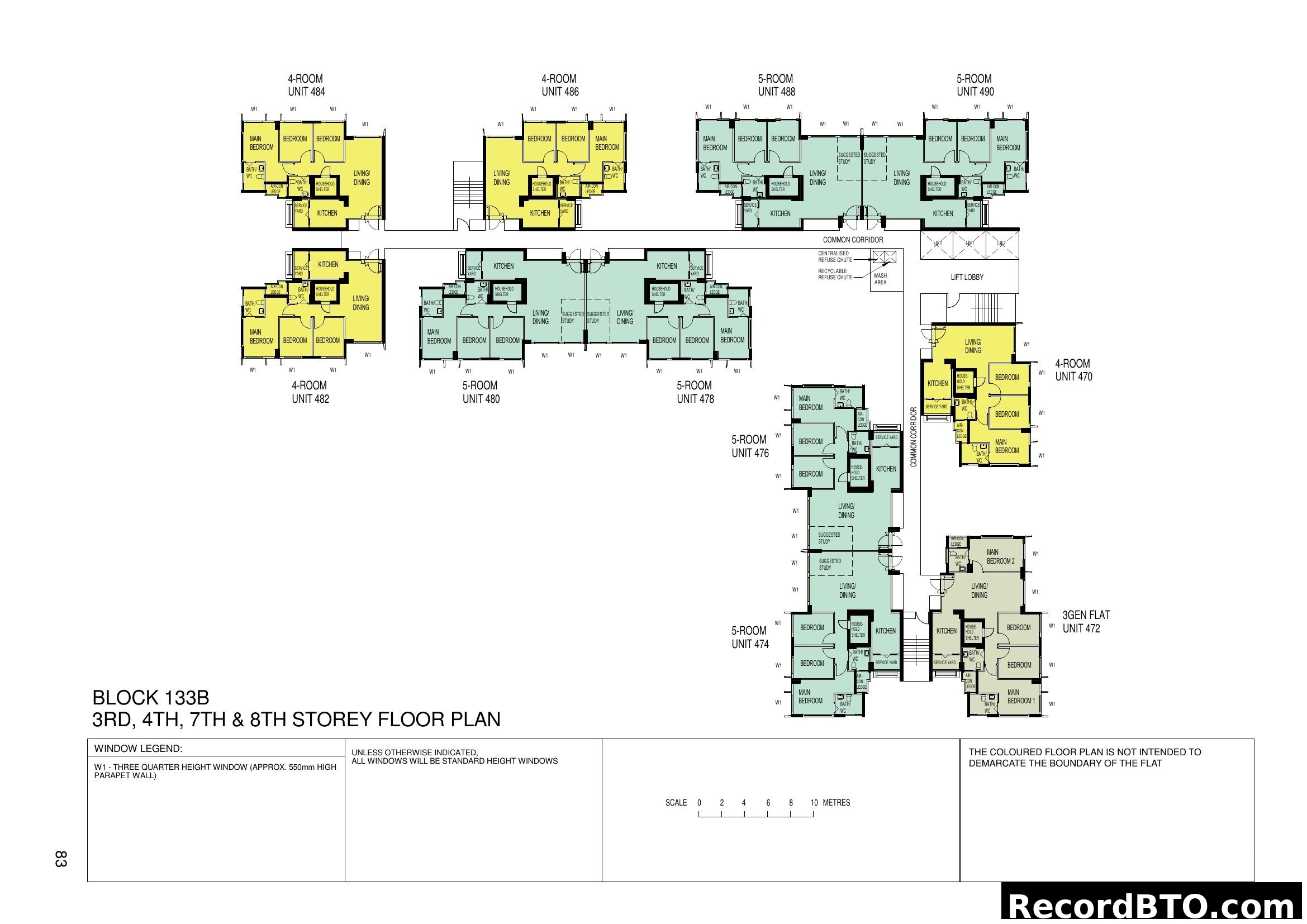 Block 133B 3rd, 4th, 7th & 8th Storey Floor Plan
