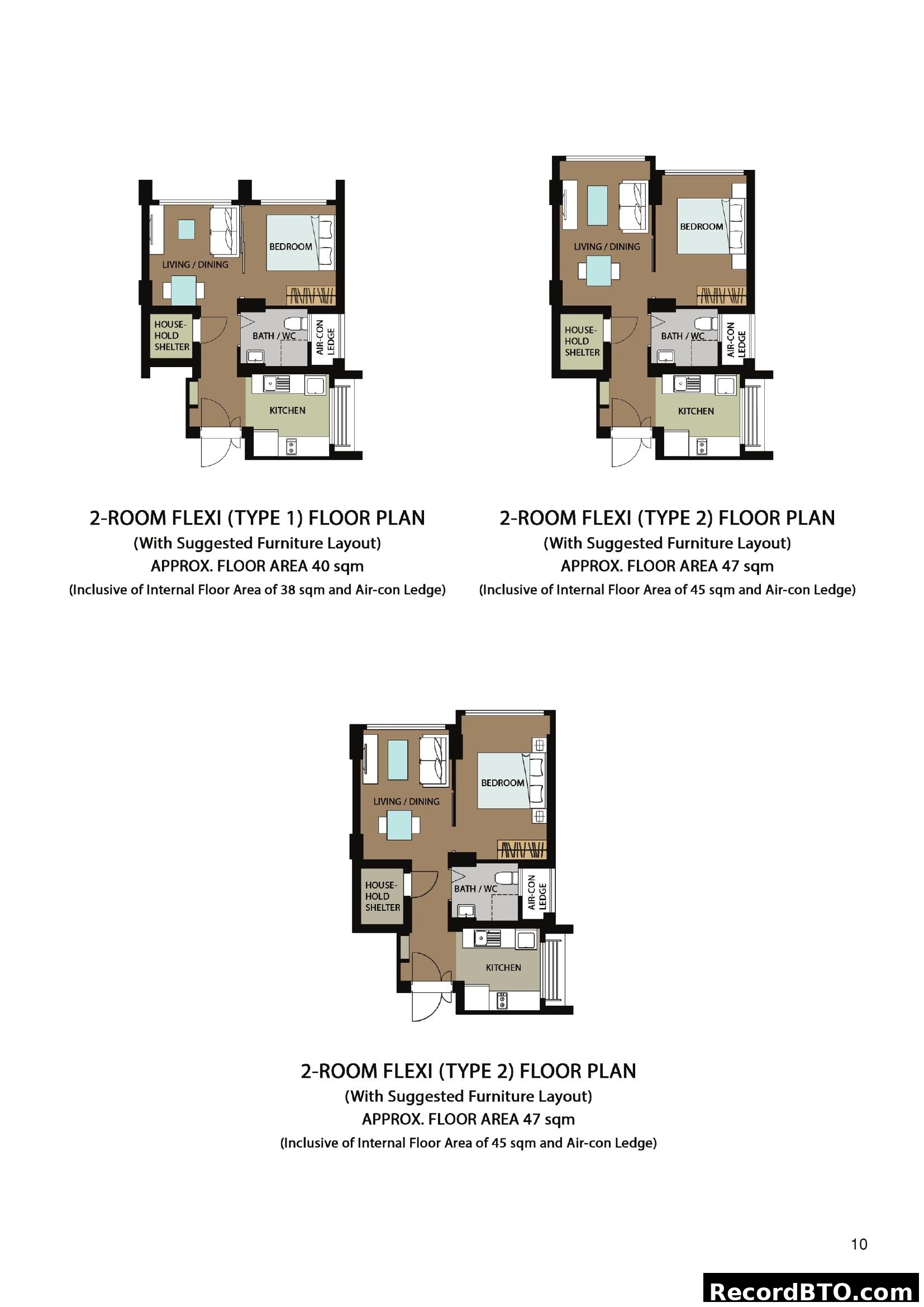 2-Room Flexi Floor Plans (Types 1 & 2)