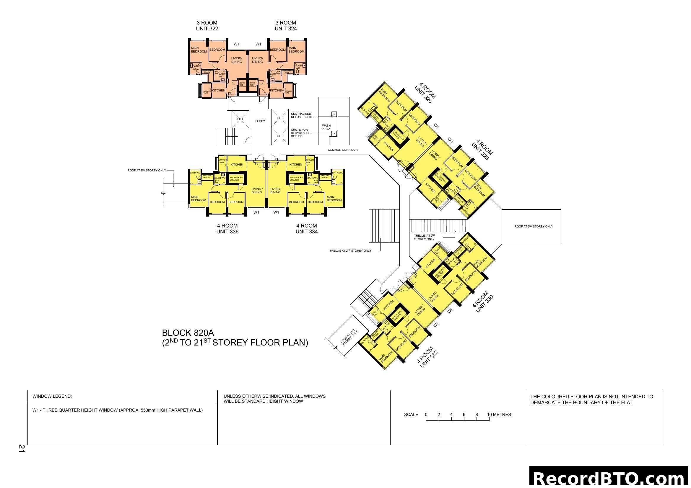 Block 820A (2nd to 21st Storey Floor Plan)
