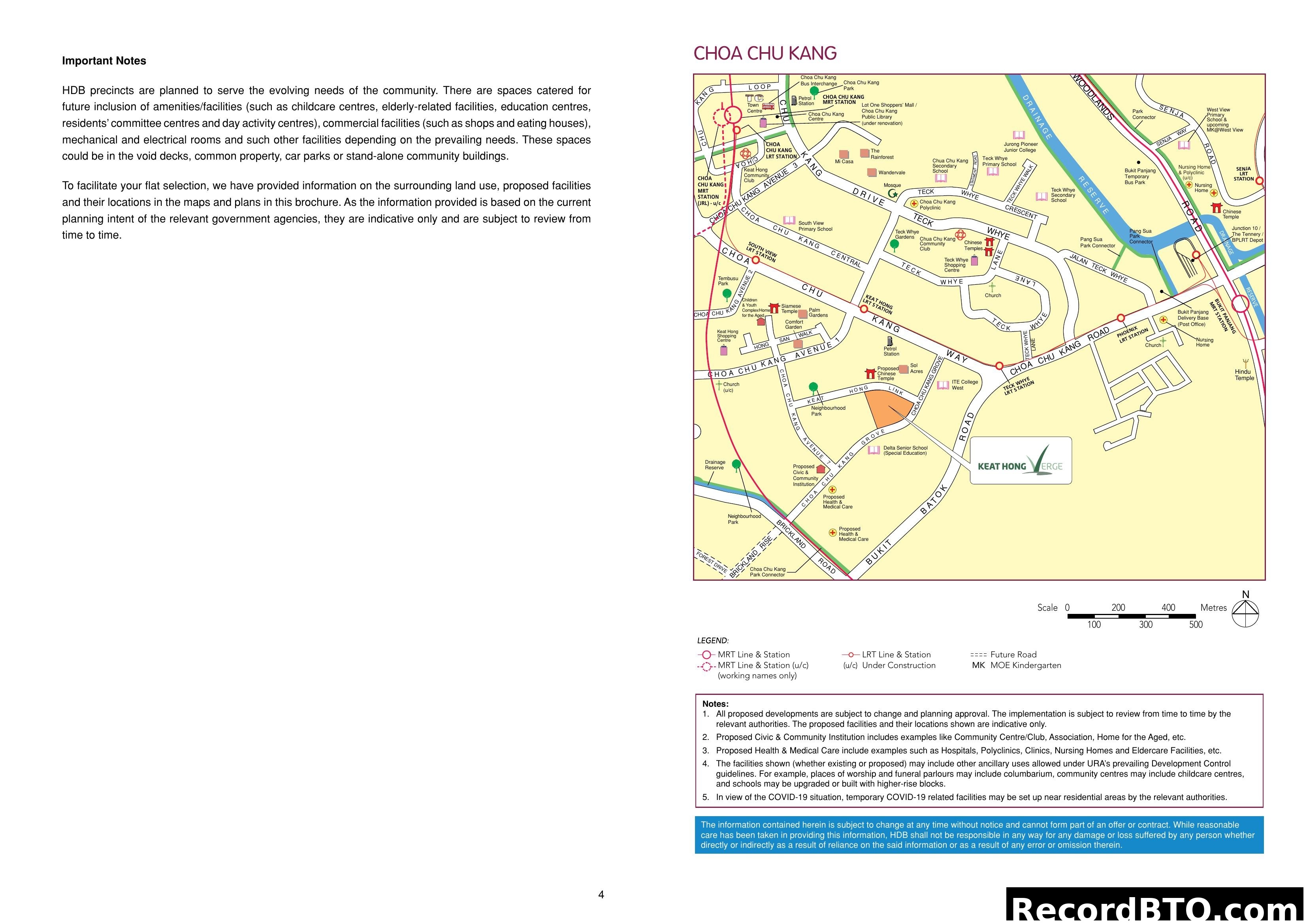 Choa Chu Kang Location Map with Important Notes