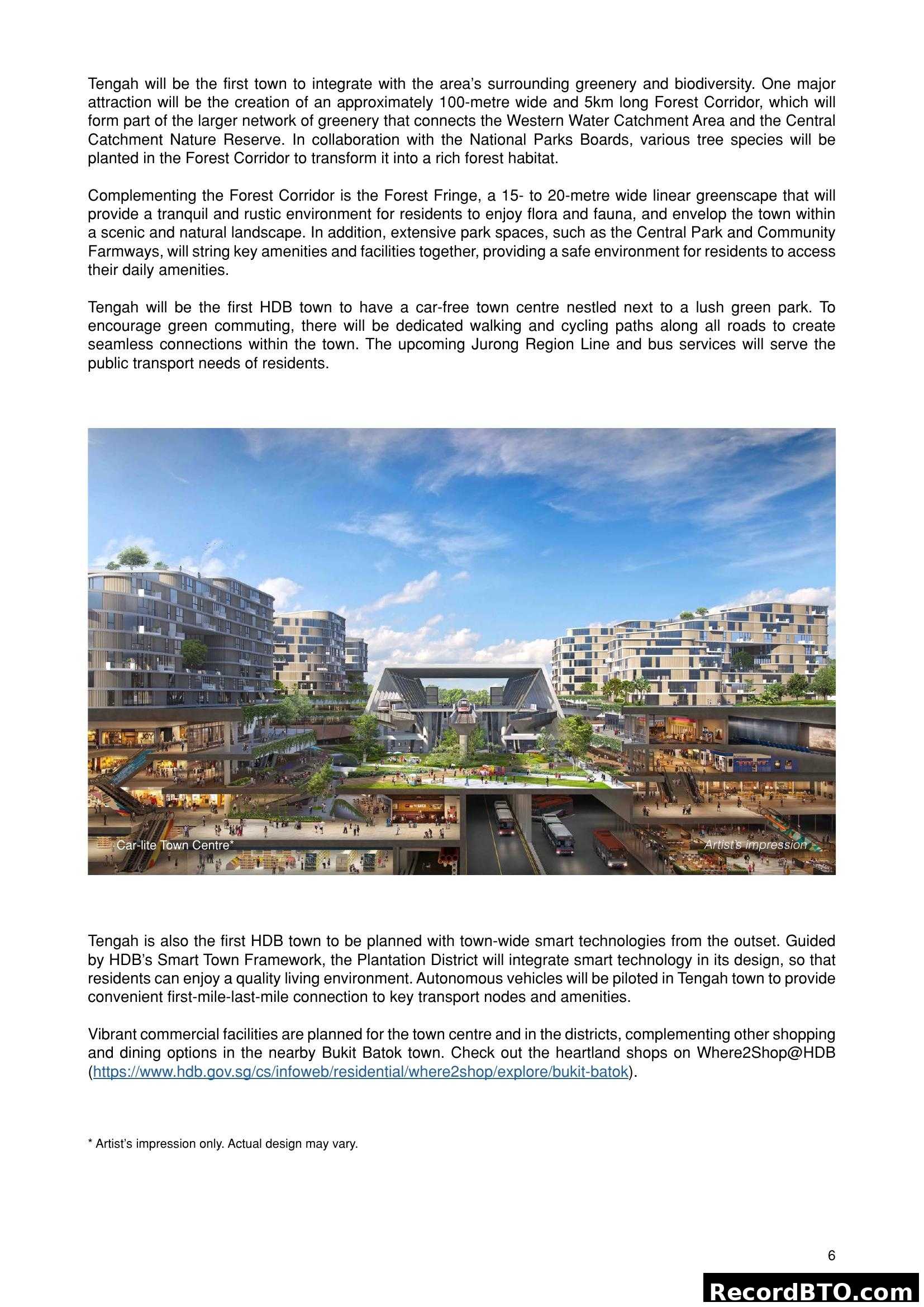 Tengah Town Features: Green, Smart & Car-lite Centre