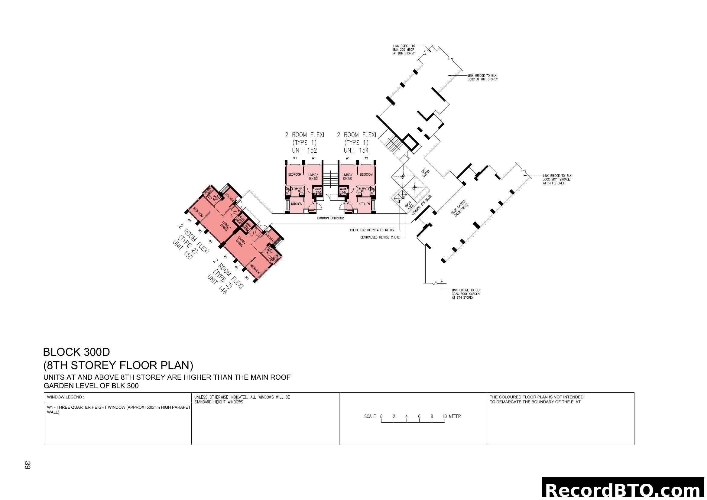 Block 300D 8th Storey Floor Plan with 2-Room Flexi Units