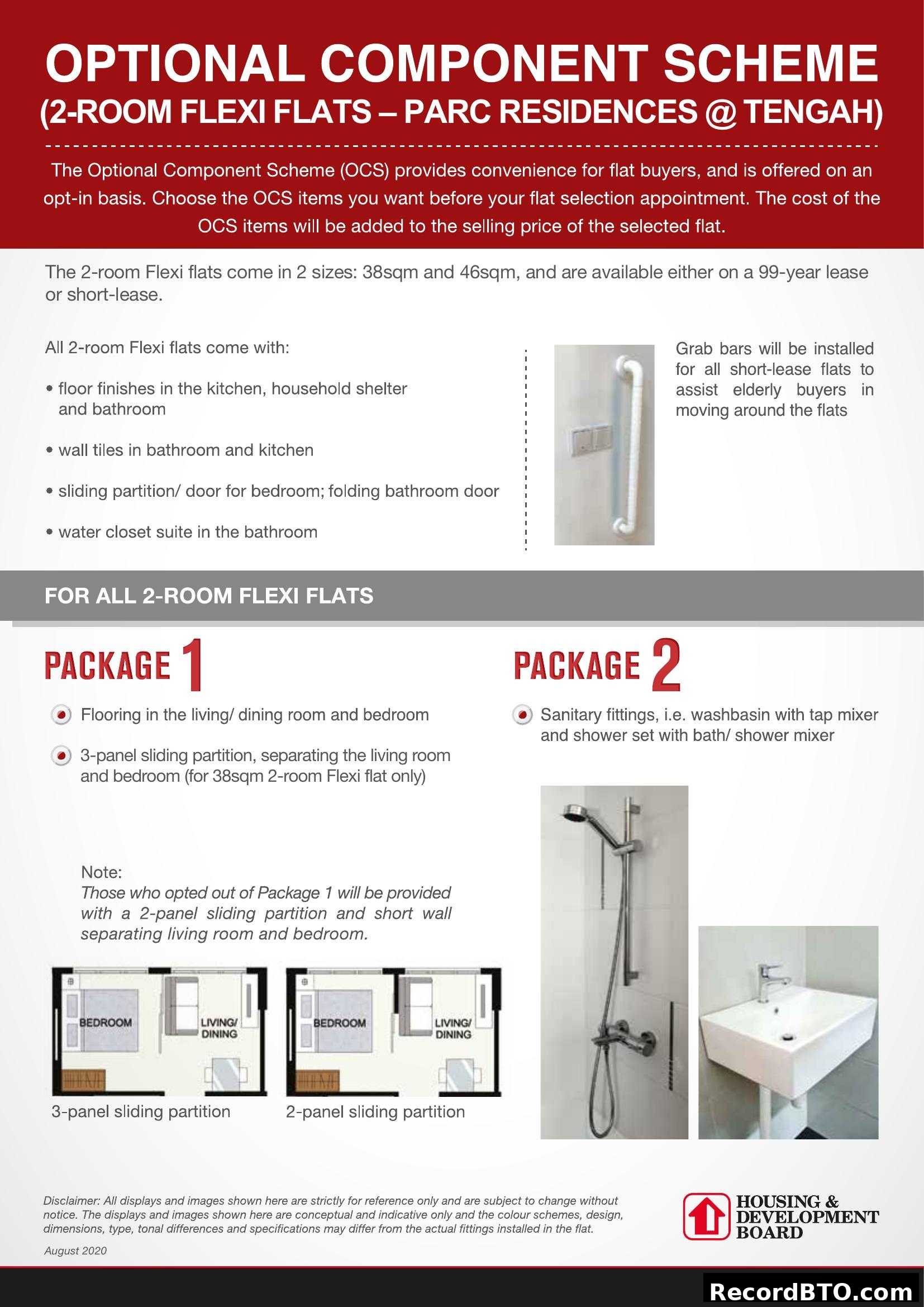 Optional Component Scheme for 2-Room Flexi Flats