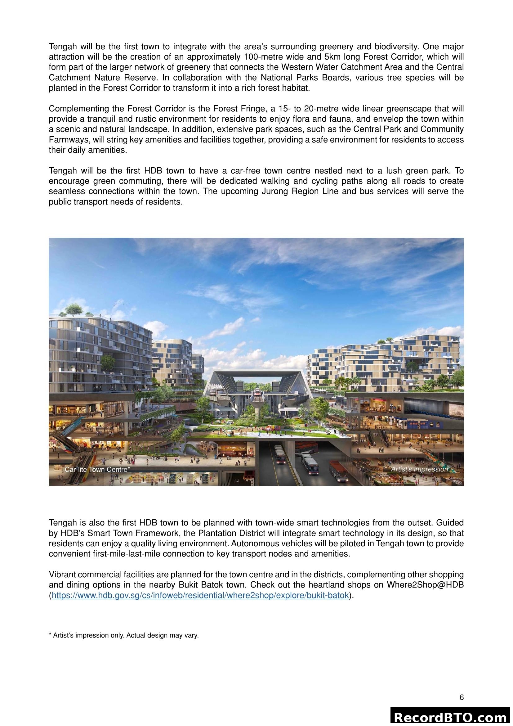 Tengah Town Features: Green, Smart & Car-lite Centre