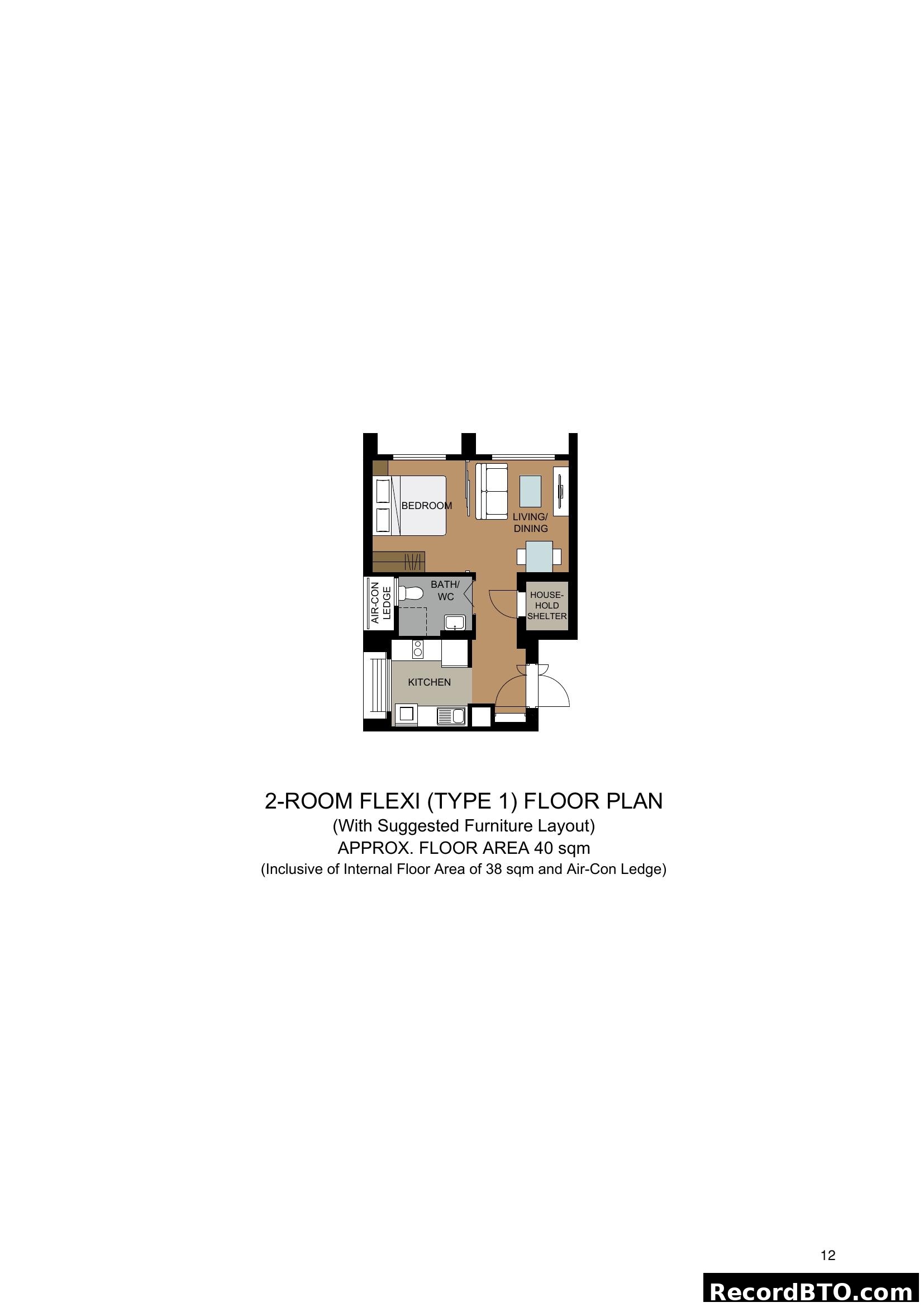 2-ROOM FLEXI (TYPE 1) FLOOR PLAN
