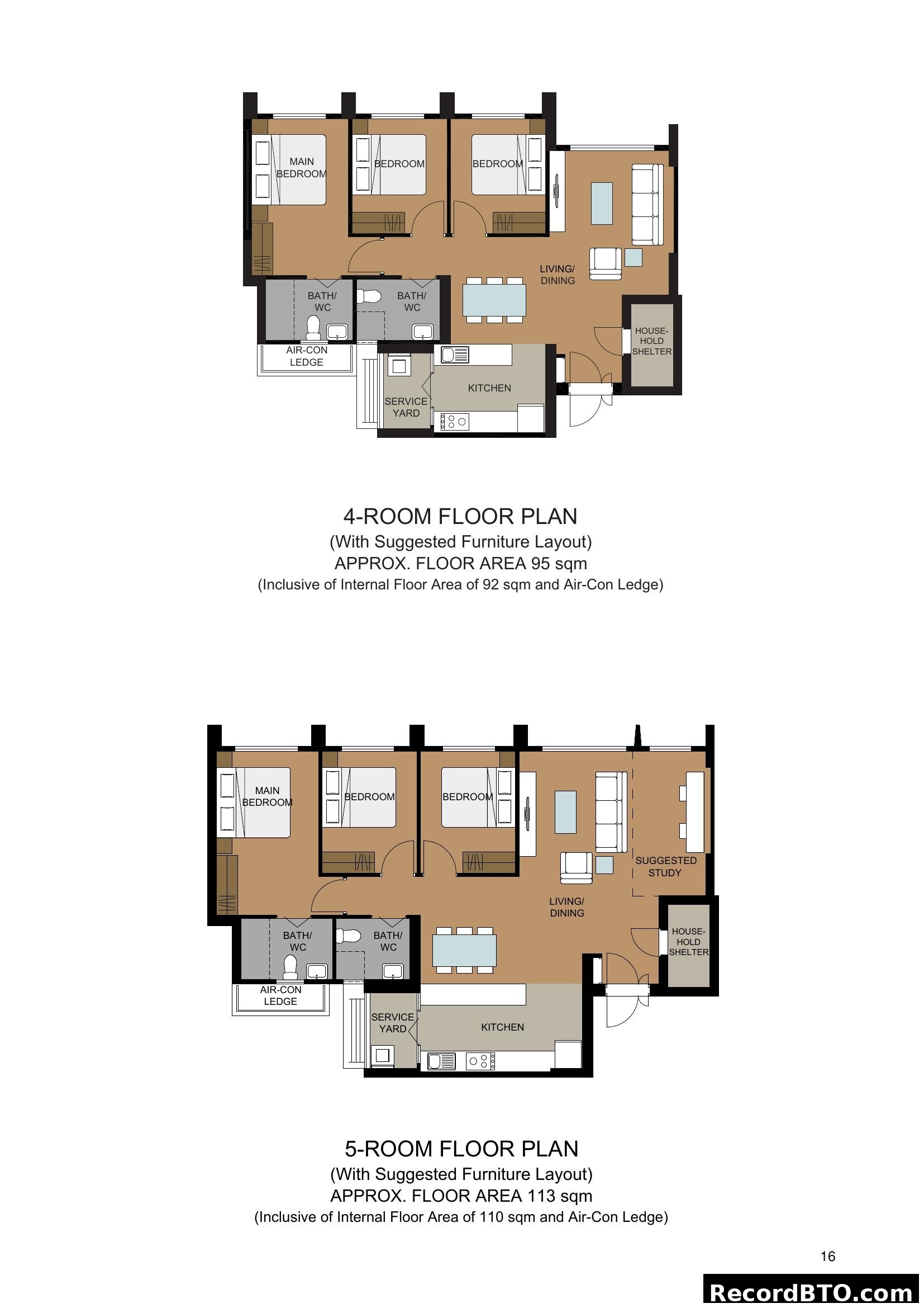 4-Room and 5-Room Floor Plans