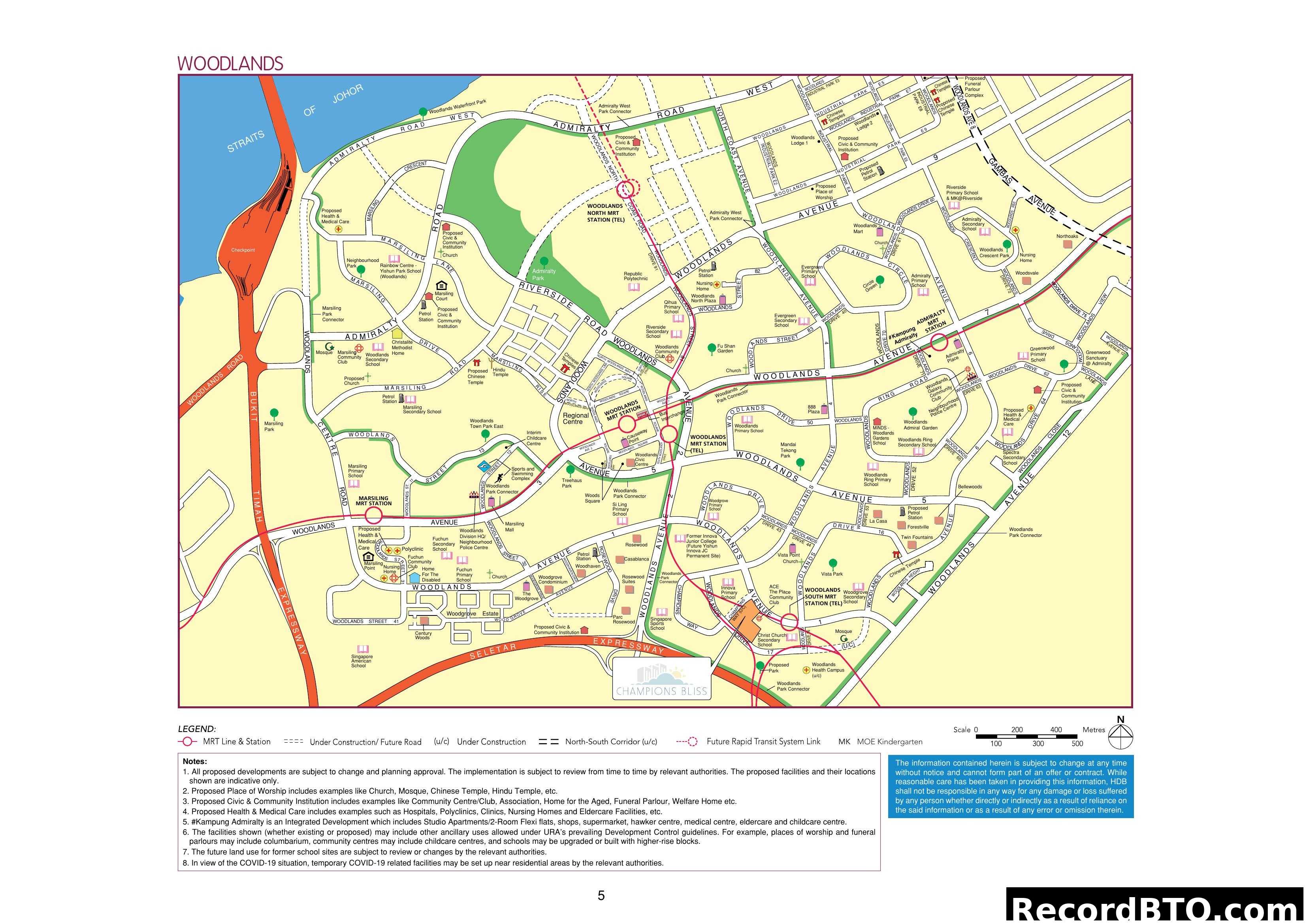 Woodlands Town Location and Amenities Map