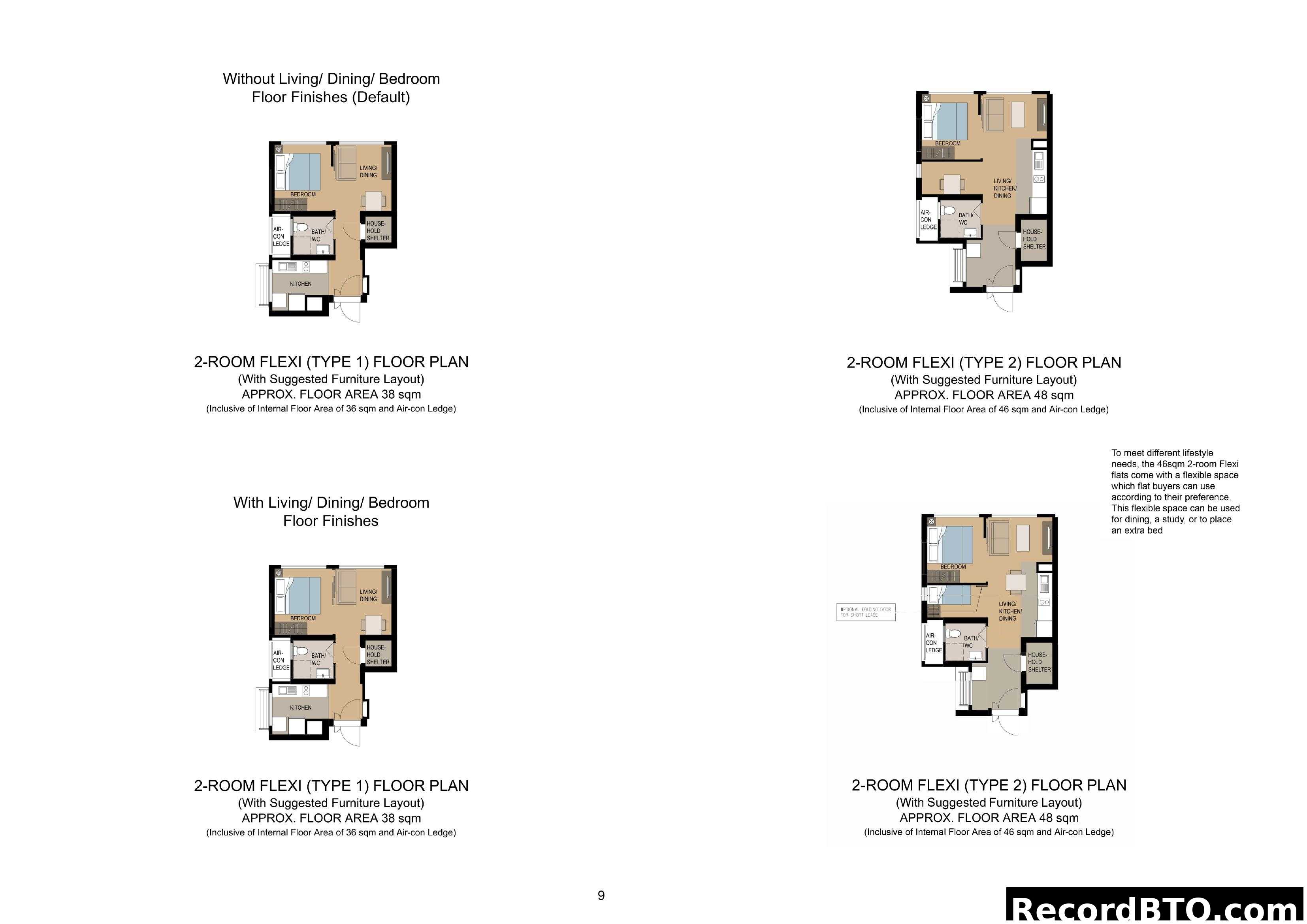 2-Room Flexi Floor Plans (Type 1 & 2)