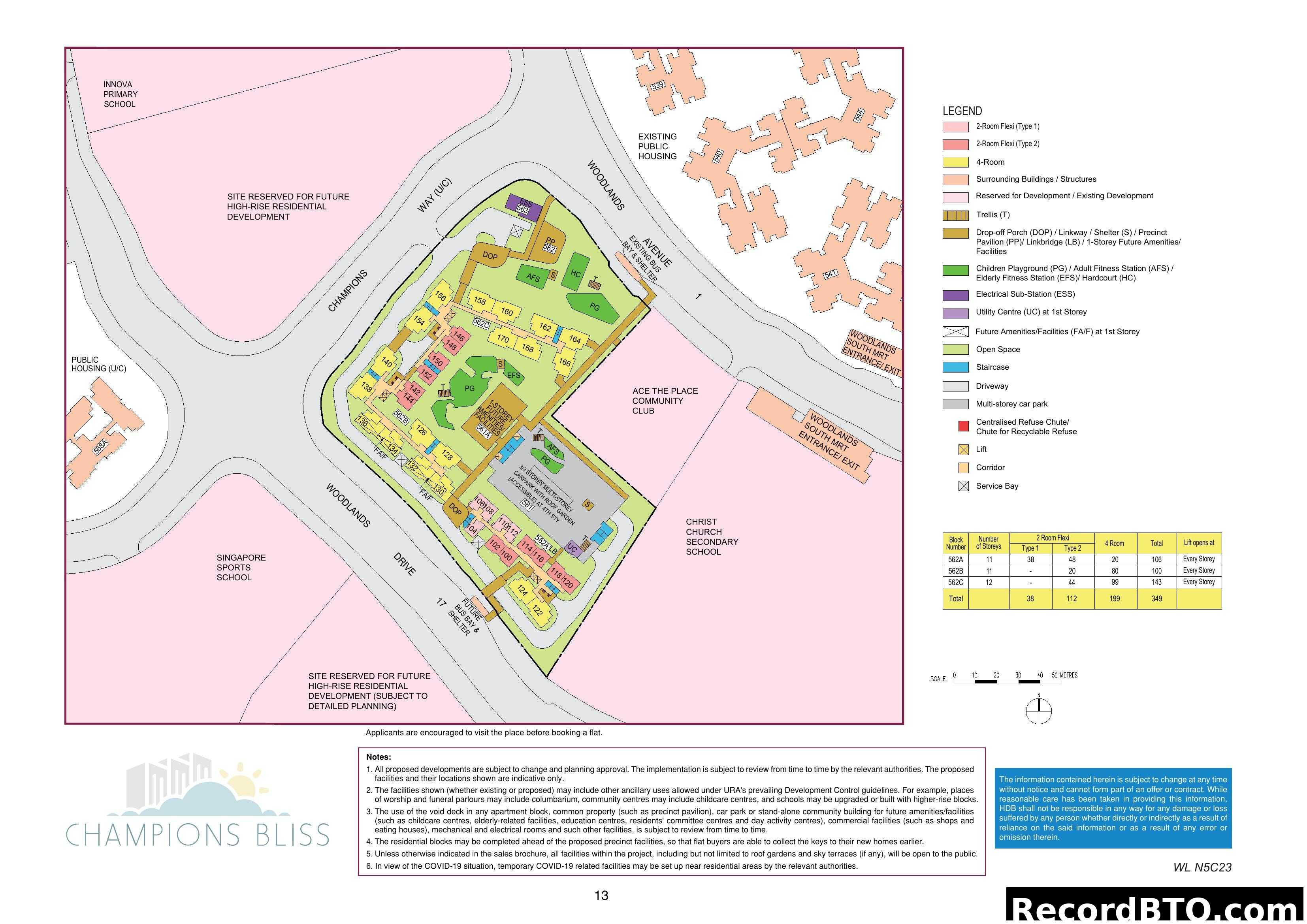 Champions Bliss Site Plan with Block and Unit Details