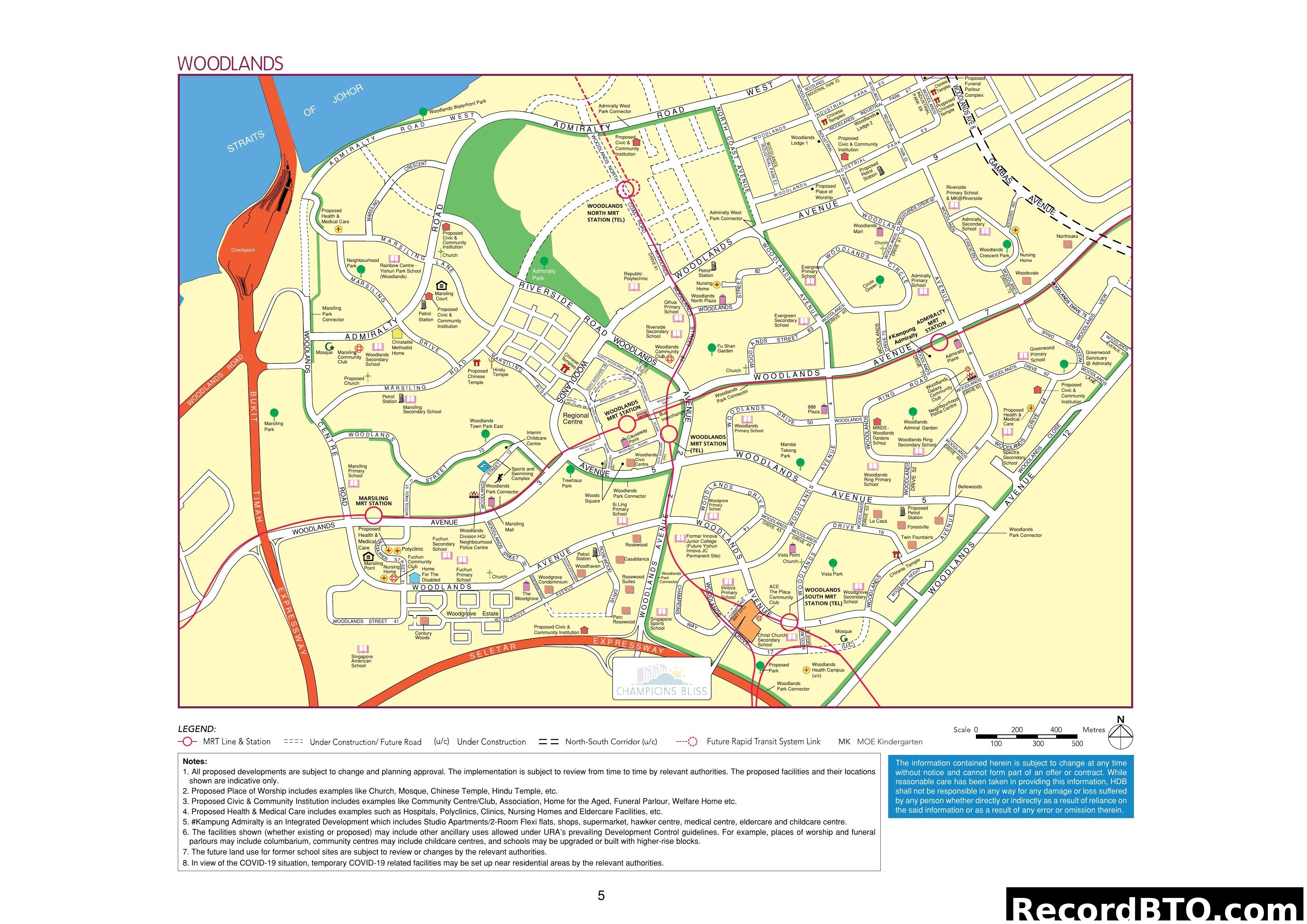 Woodlands Town Location and Amenities Map