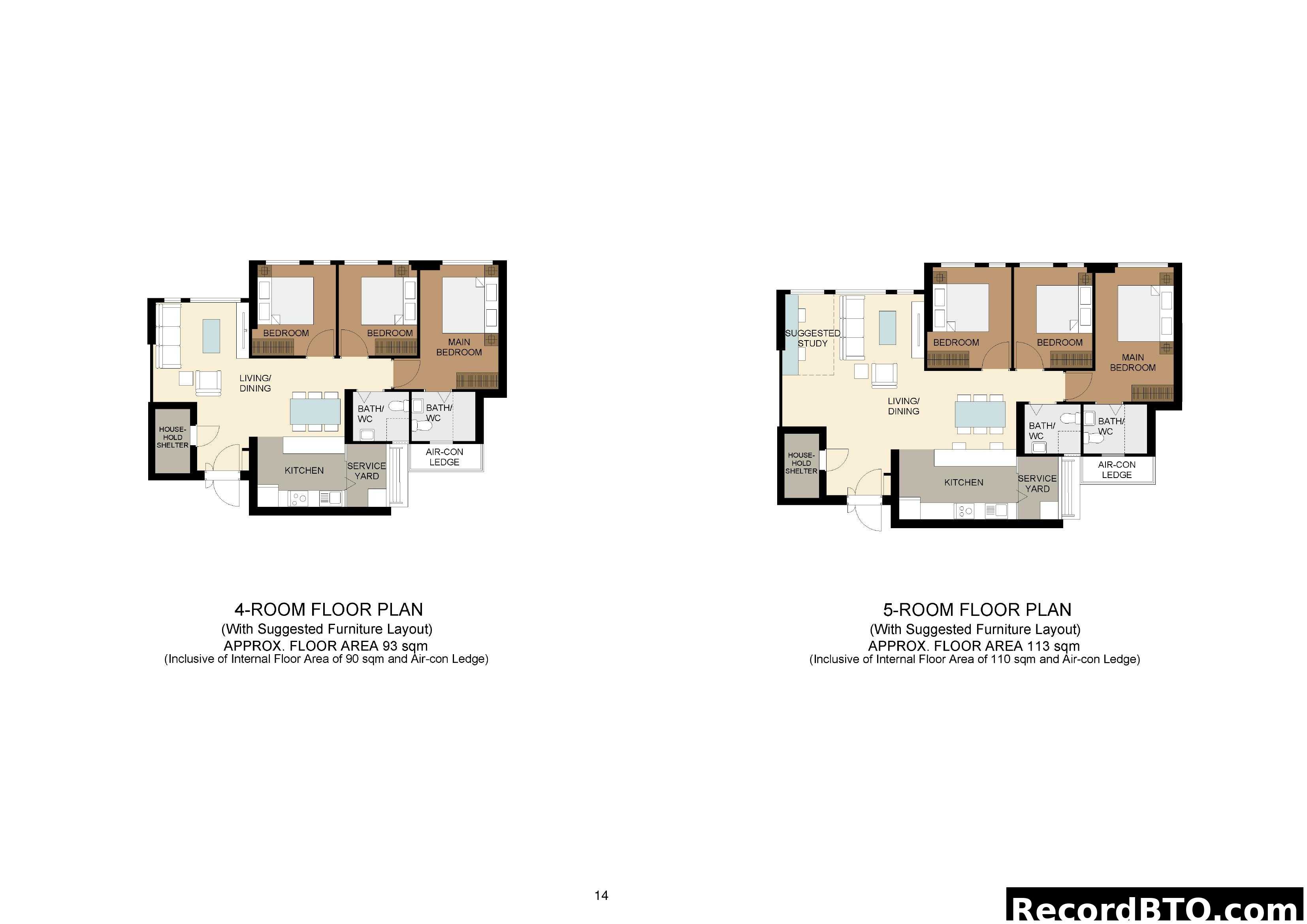 4-Room and 5-Room HDB Floor Plans