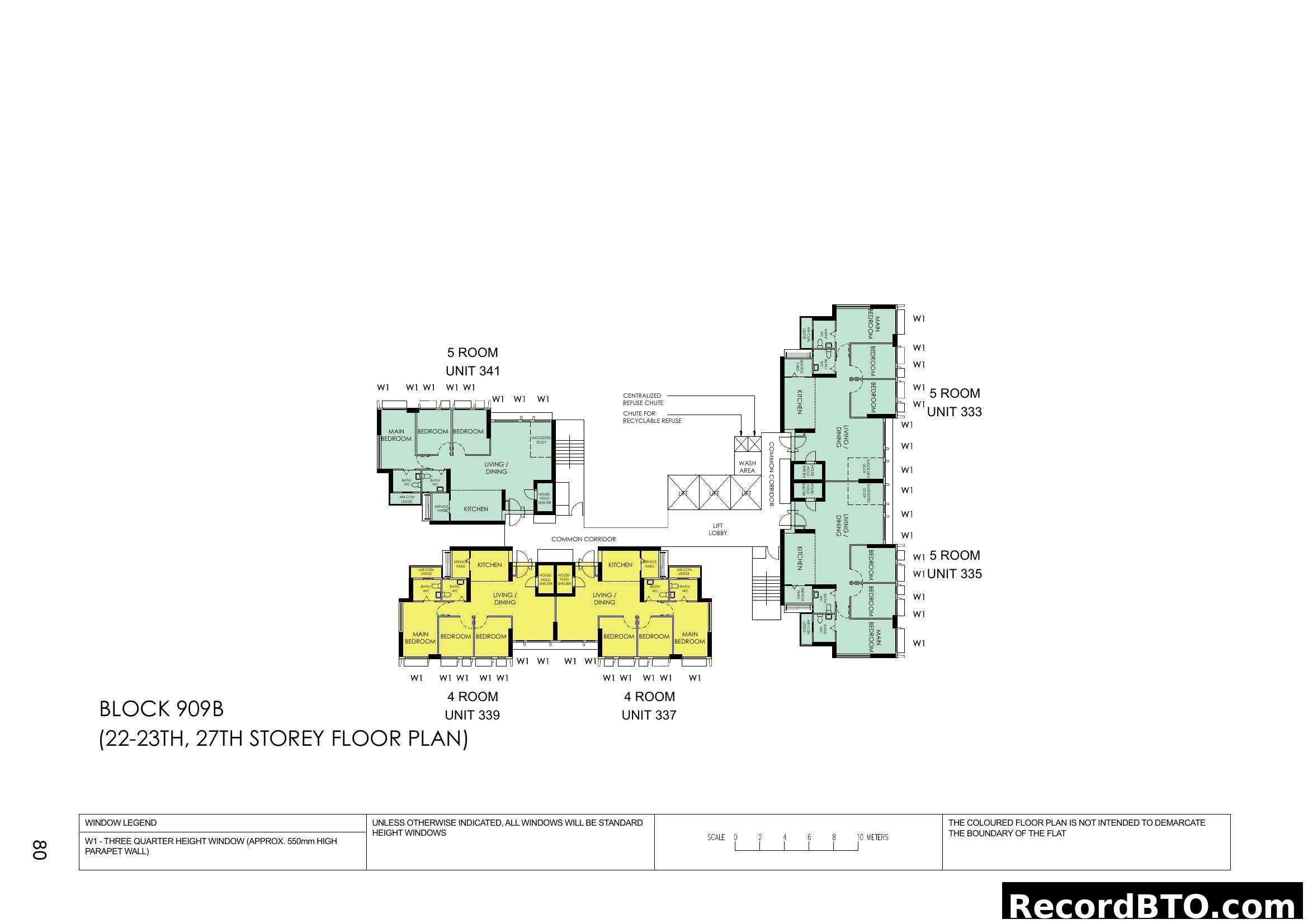 Block 909B: 4 & 5-Room Units Floor Plan (Select Storeys)